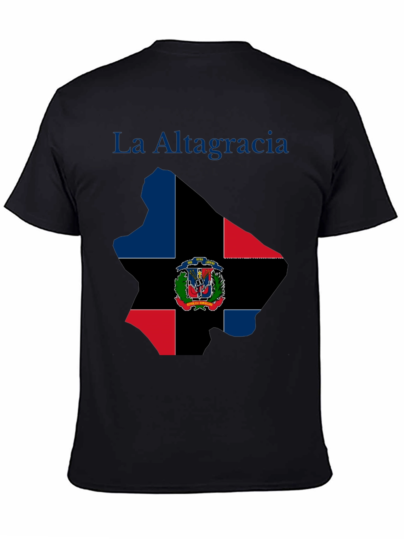 Black La Altagracia Dominican Republic Flag T-Shirt view 4
