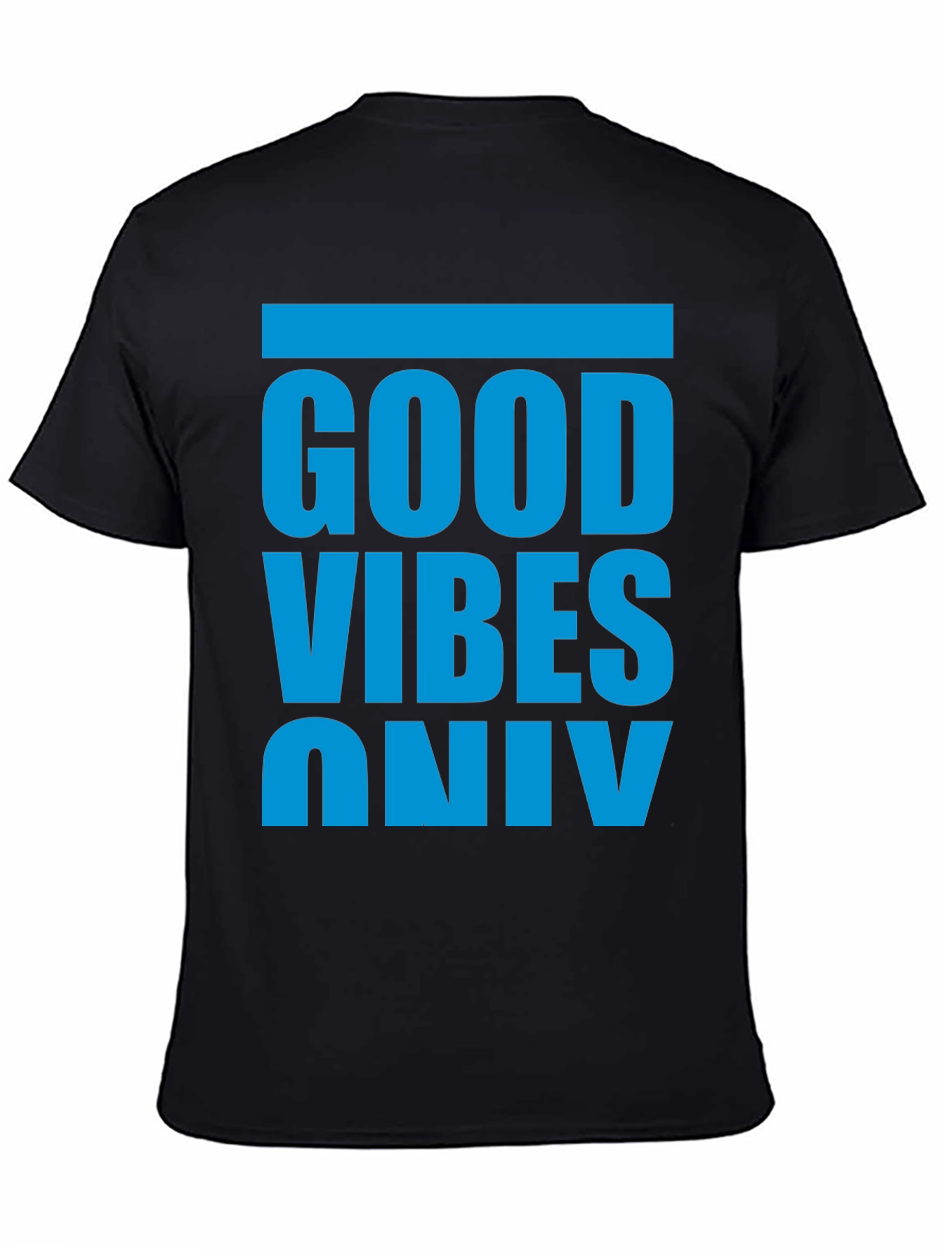 Black Good Vibes Only T-Shirt - Casual Graphic Tee view 4
