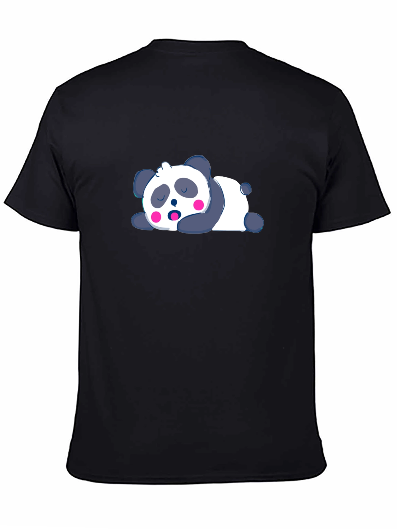 Black Cute Sleeping Panda Black T-Shirt view 4