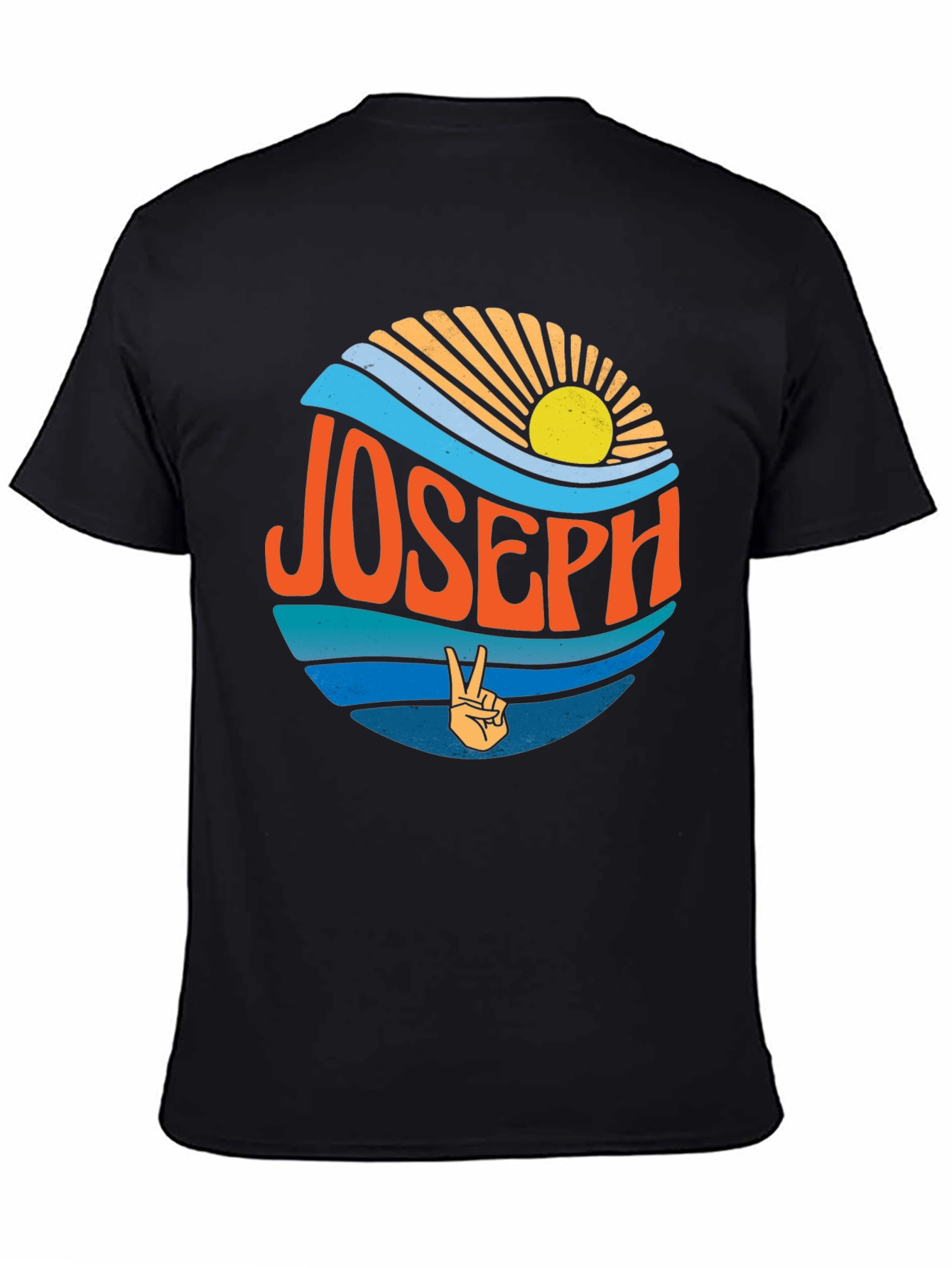 Black Joseph Retro Sunset T-Shirt - Custom Name Tee view 4