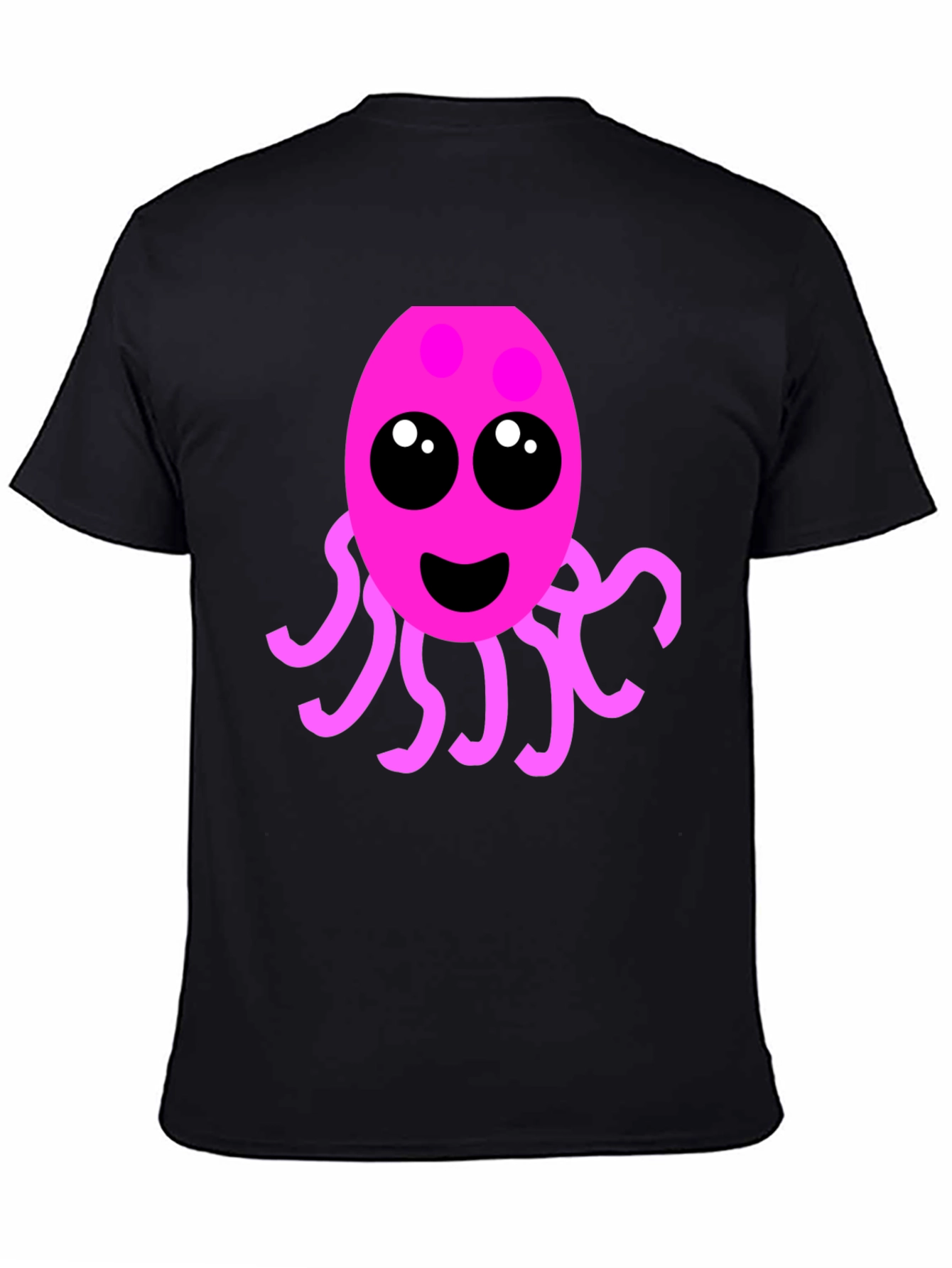 Black Cute Pink Octopus Graphic Tee - Men's Black T-Shirt view 4