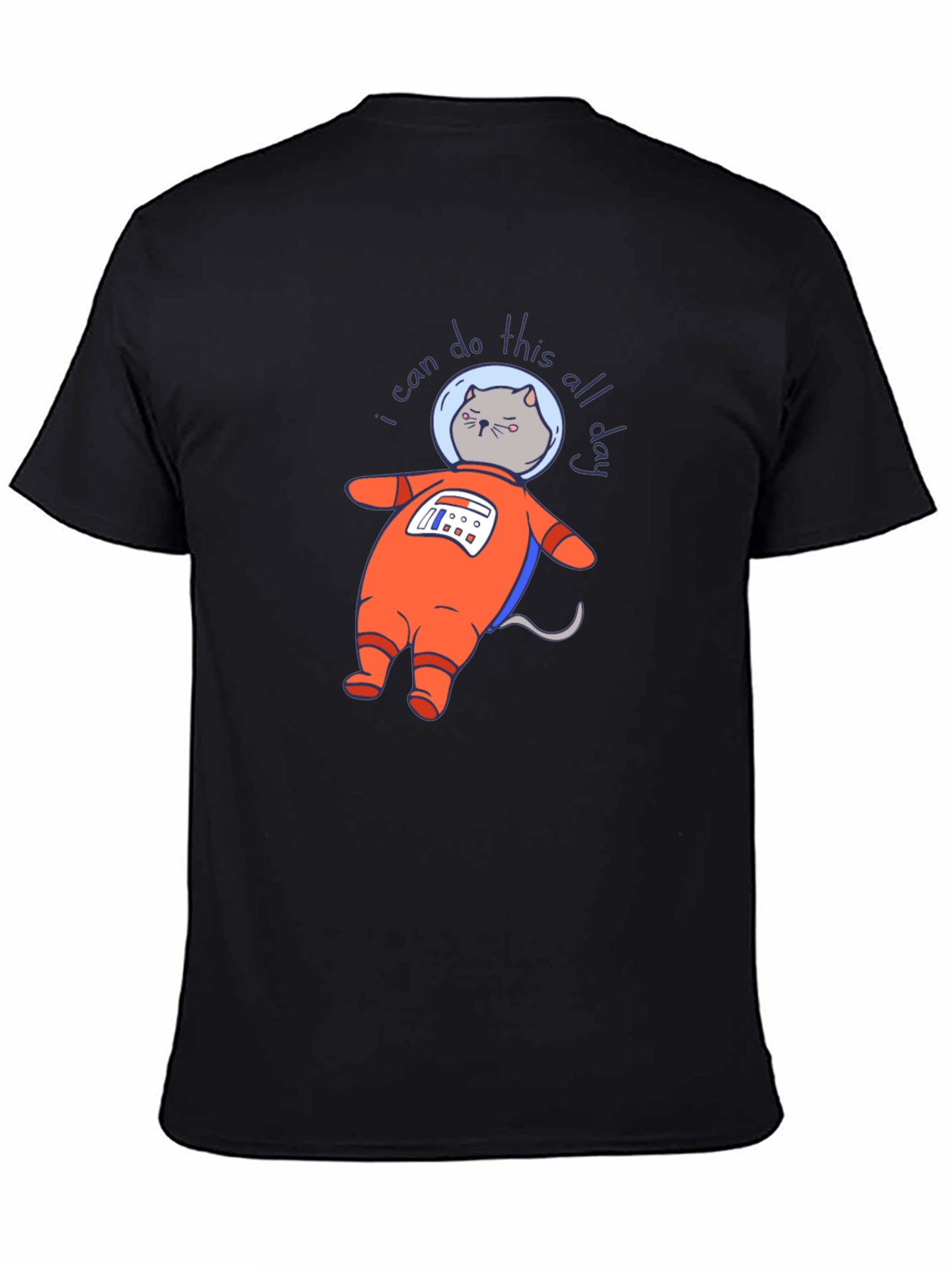 Black Astronaut Cat T-Shirt - I Can Do This All Day view 4