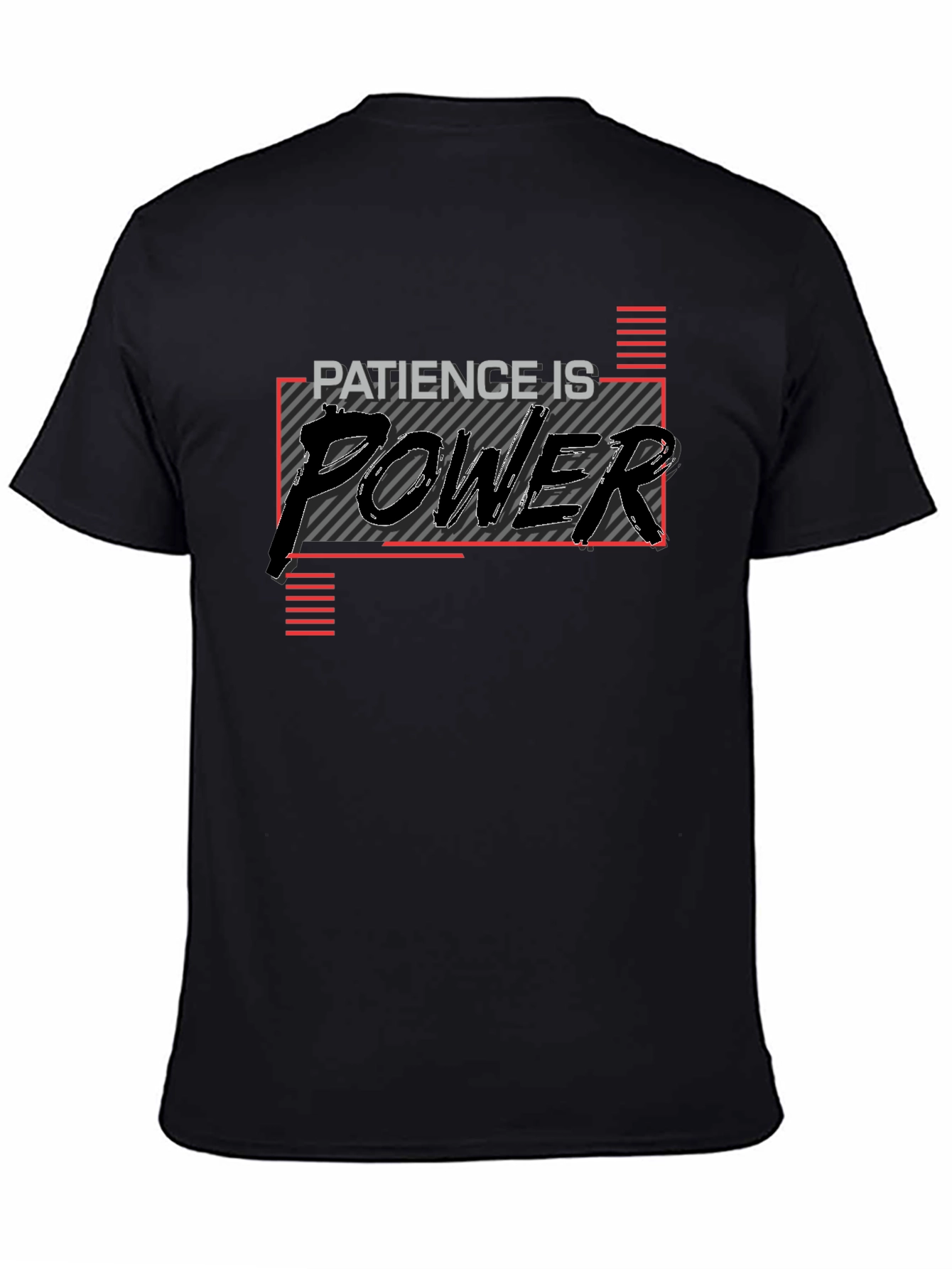 Black Patience is Power Graphic Tee - Motivational Black T-Shirt view 4