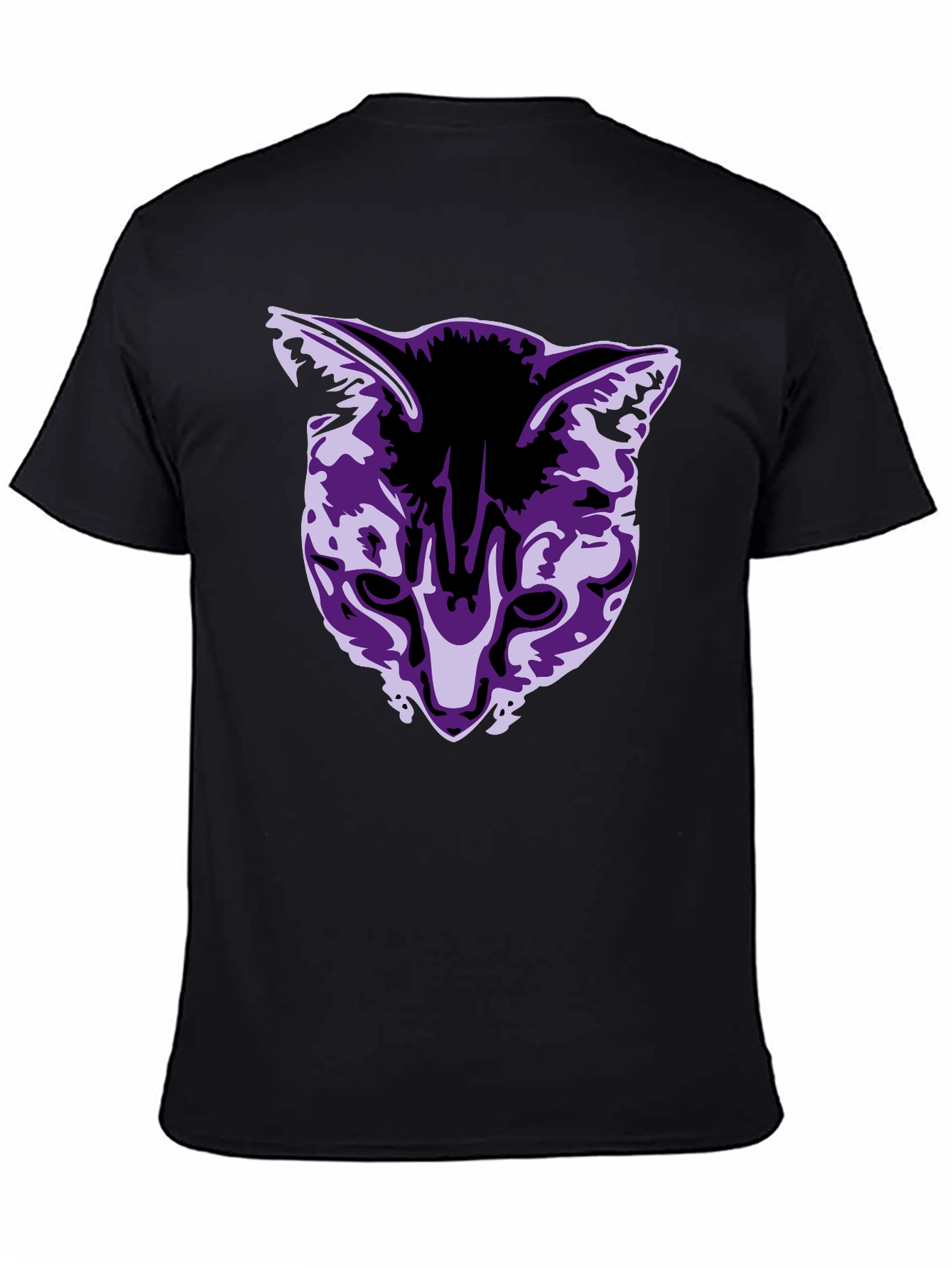 Black Cool Cat Graphic Tee - Black Cotton Blend view 4