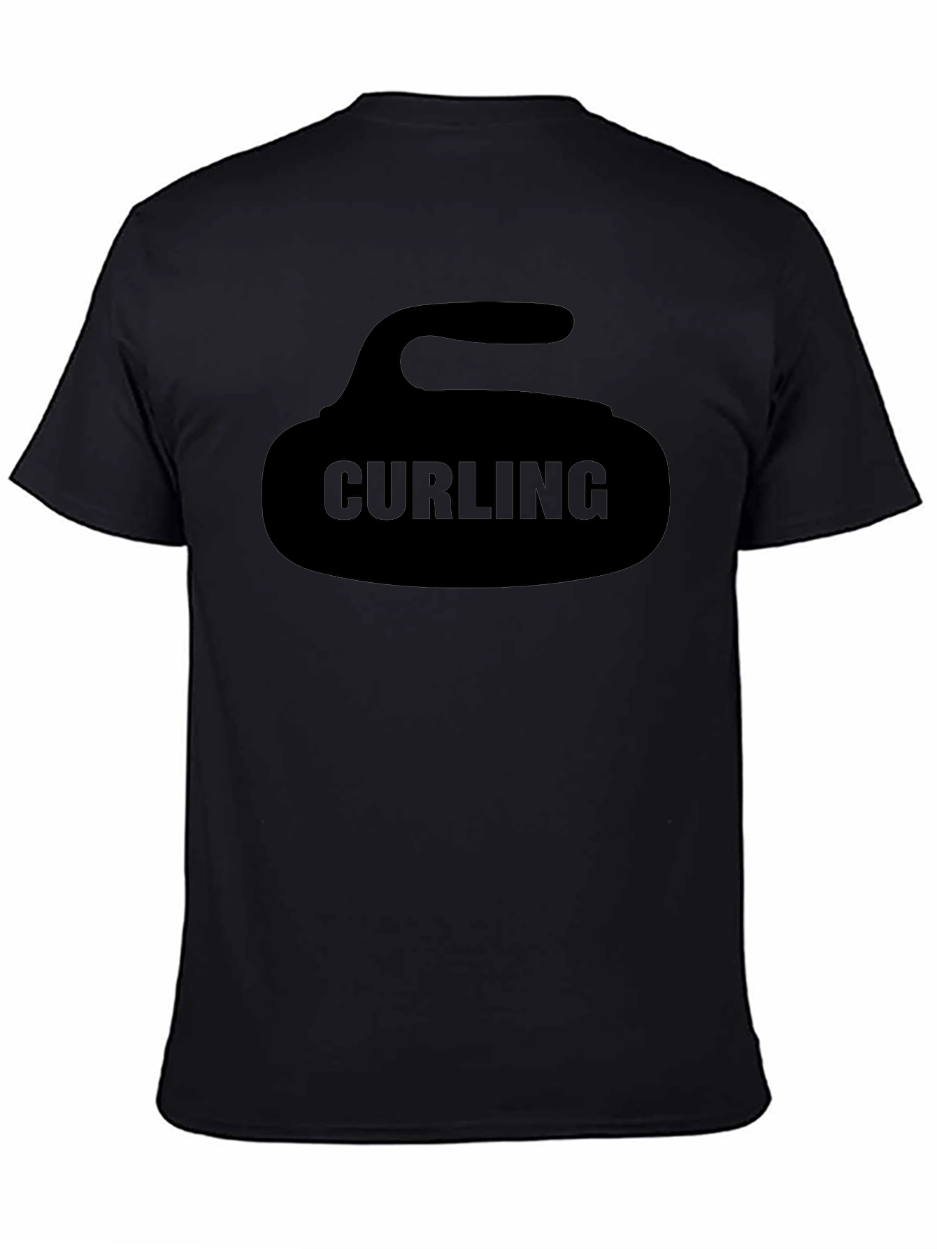 Black Curling Stone Graphic Tee - Black Sportswear Shirt view 4