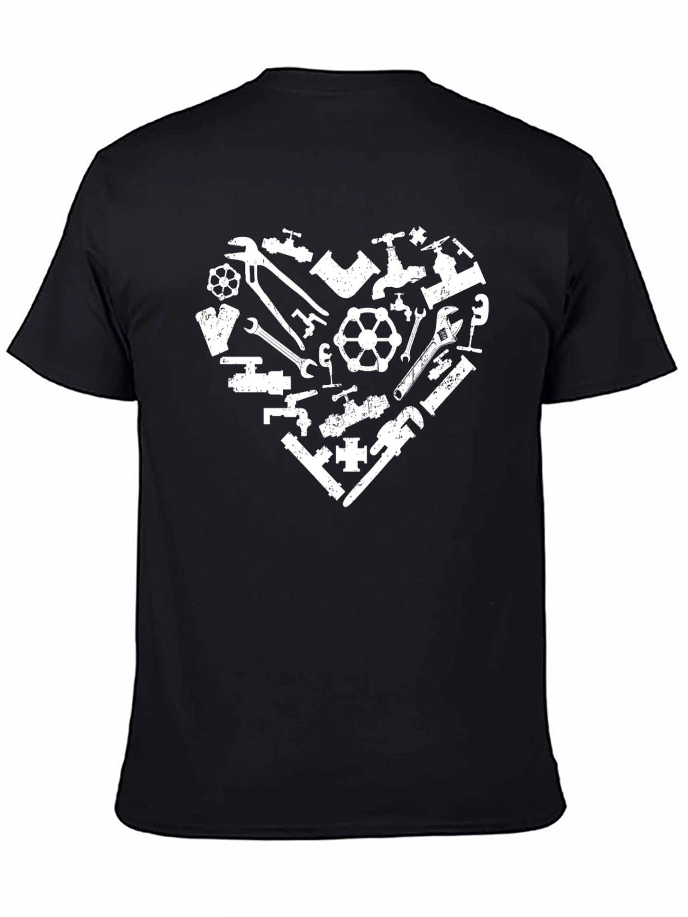 Black Plumbing Heart Graphic T-Shirt - Black Cotton Tee view 4