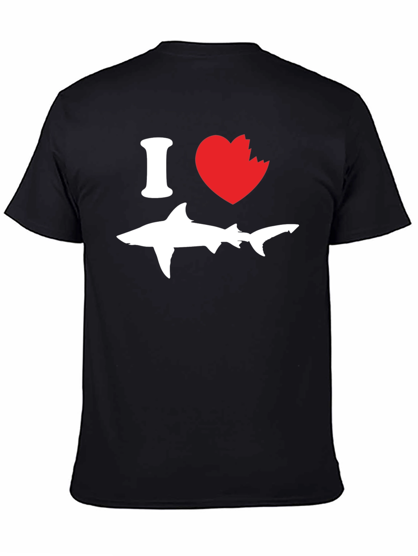 Black I Love Shark T-Shirt - Novelty Graphic Tee view 4