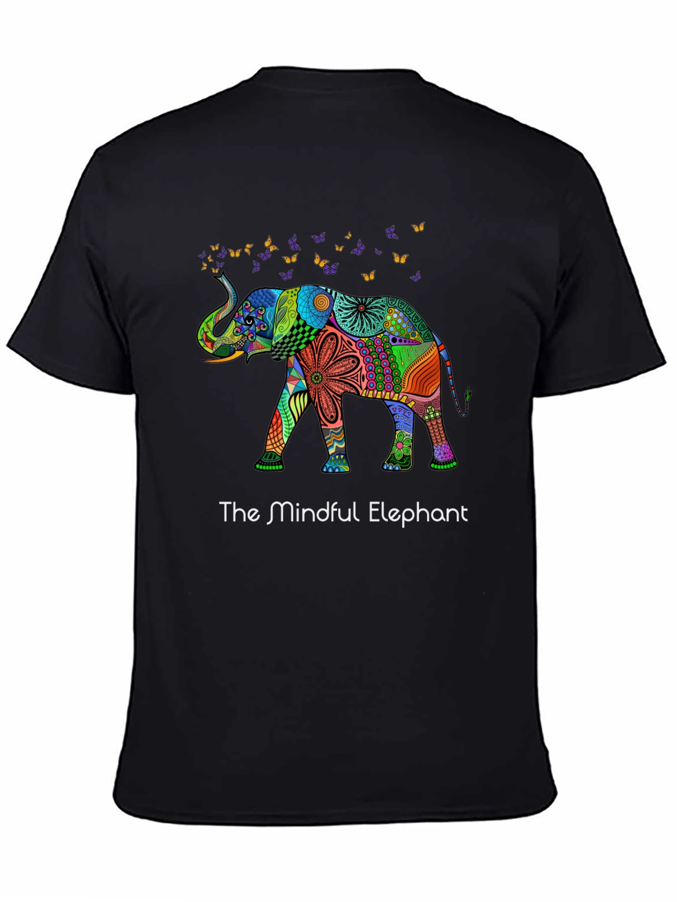 Black Mindful Elephant Graphic Tee - Unique Design view 4