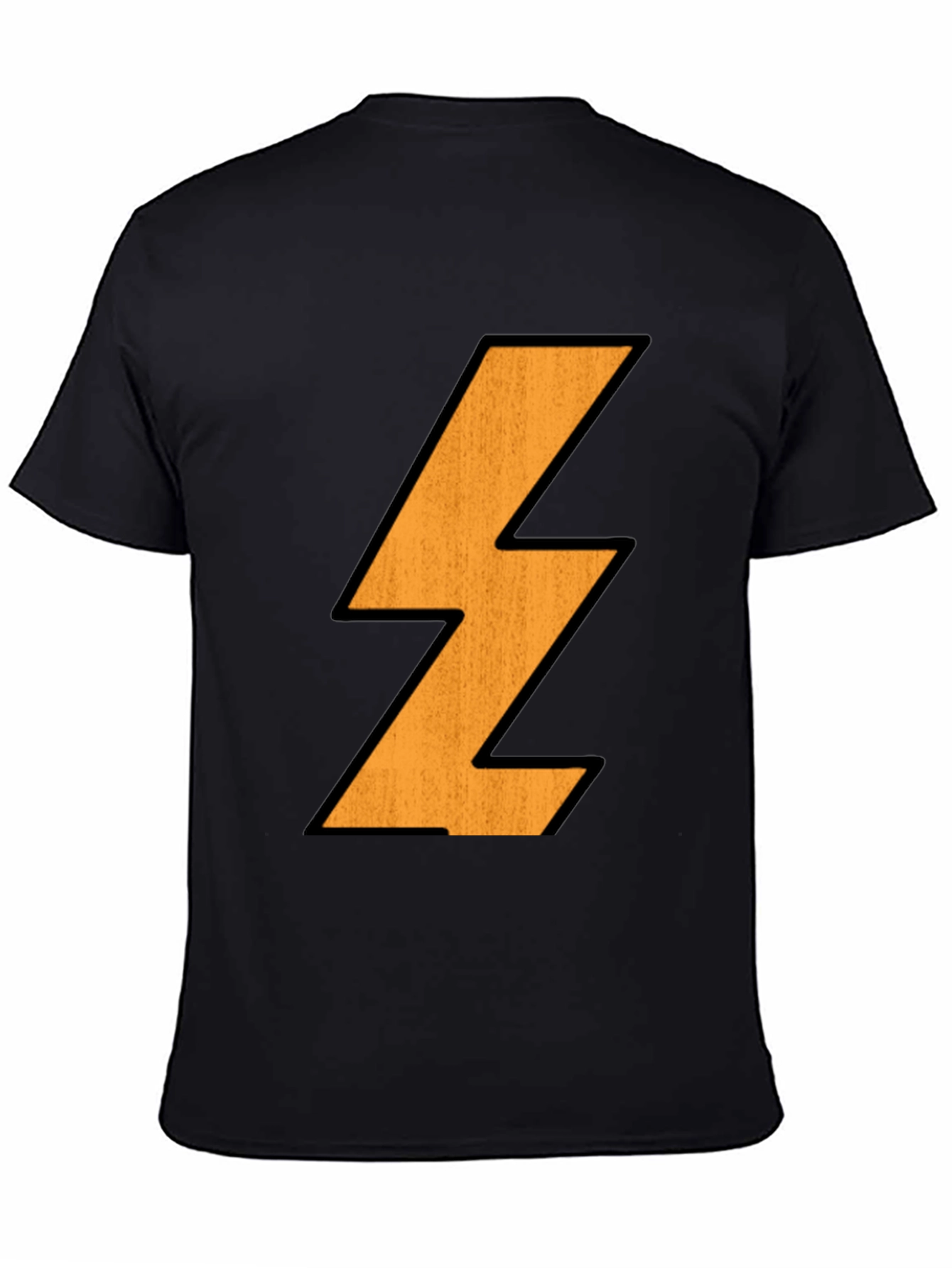 Black Lightning Bolt Graphic Tee - Black Cotton T-Shirt view 4