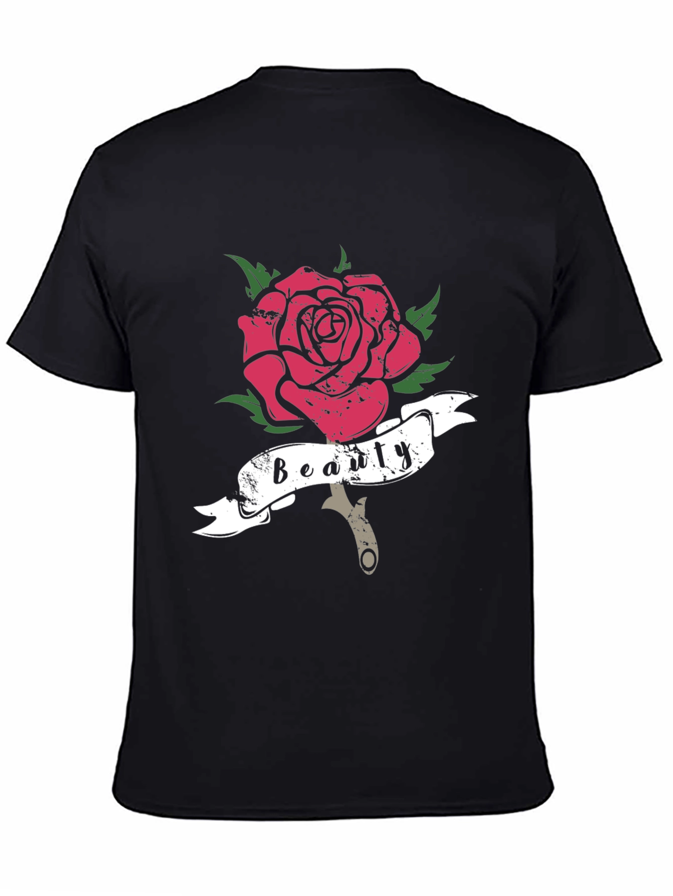 Black Beauty Rose Graphic T-Shirt - Black Cotton Blend view 4