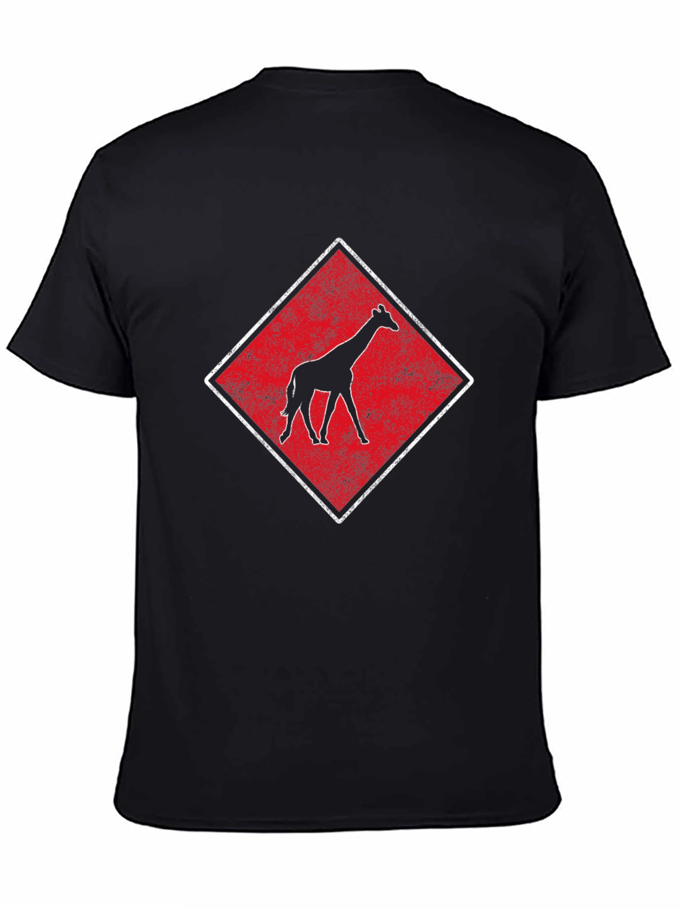 Black Giraffe Graphic Tee - Retro Style Diamond Design view 4