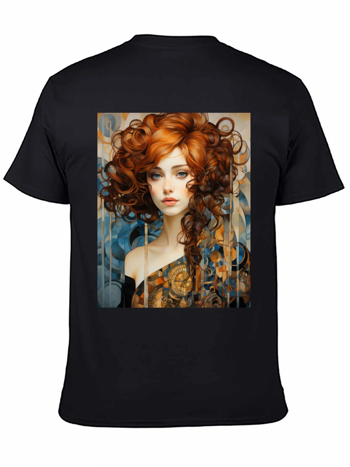 Black Art Nouveau Woman Graphic Black T-Shirt view 4