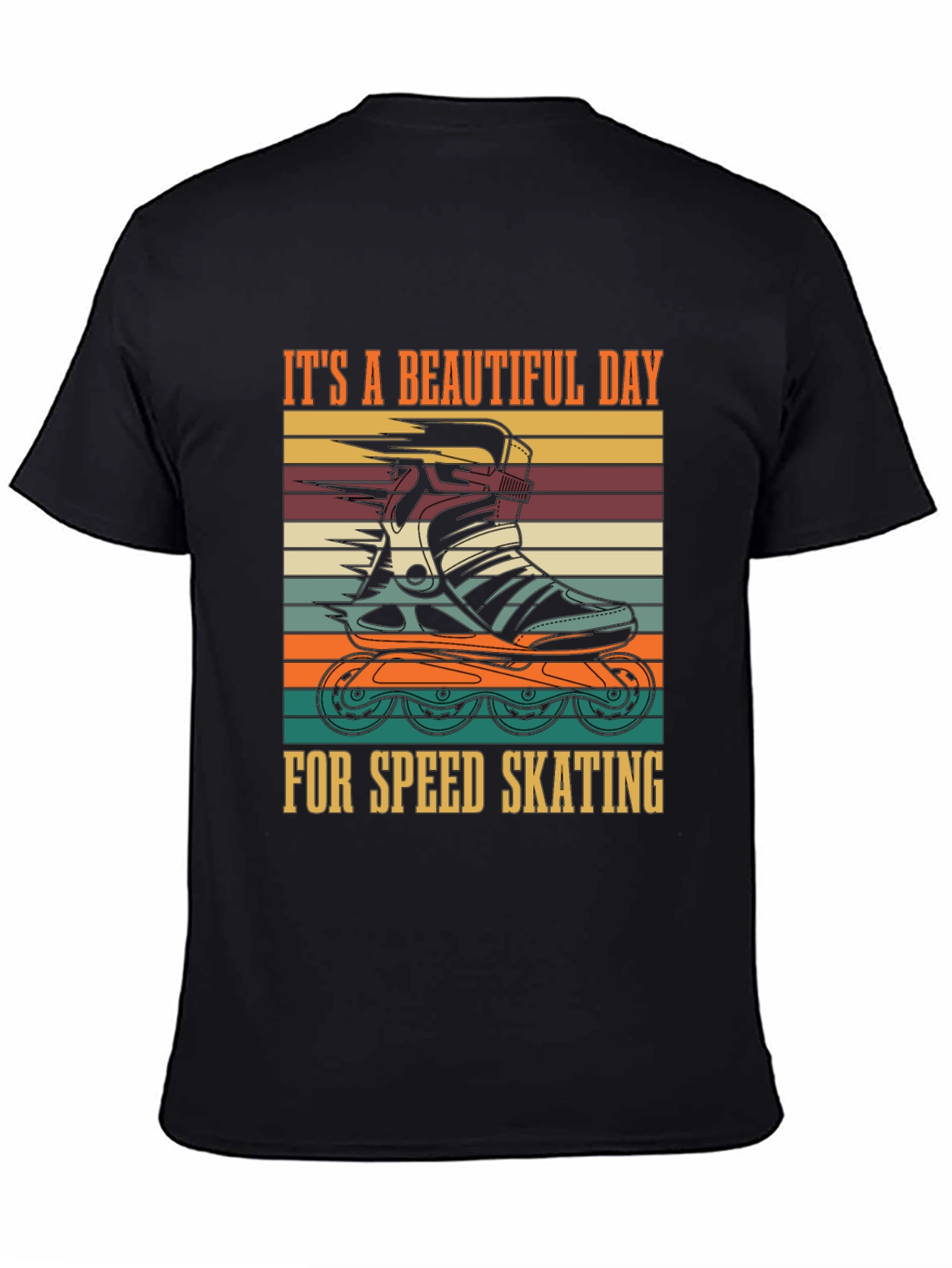 Black Retro Speed Skating T-Shirt - A Beautiful Day view 4