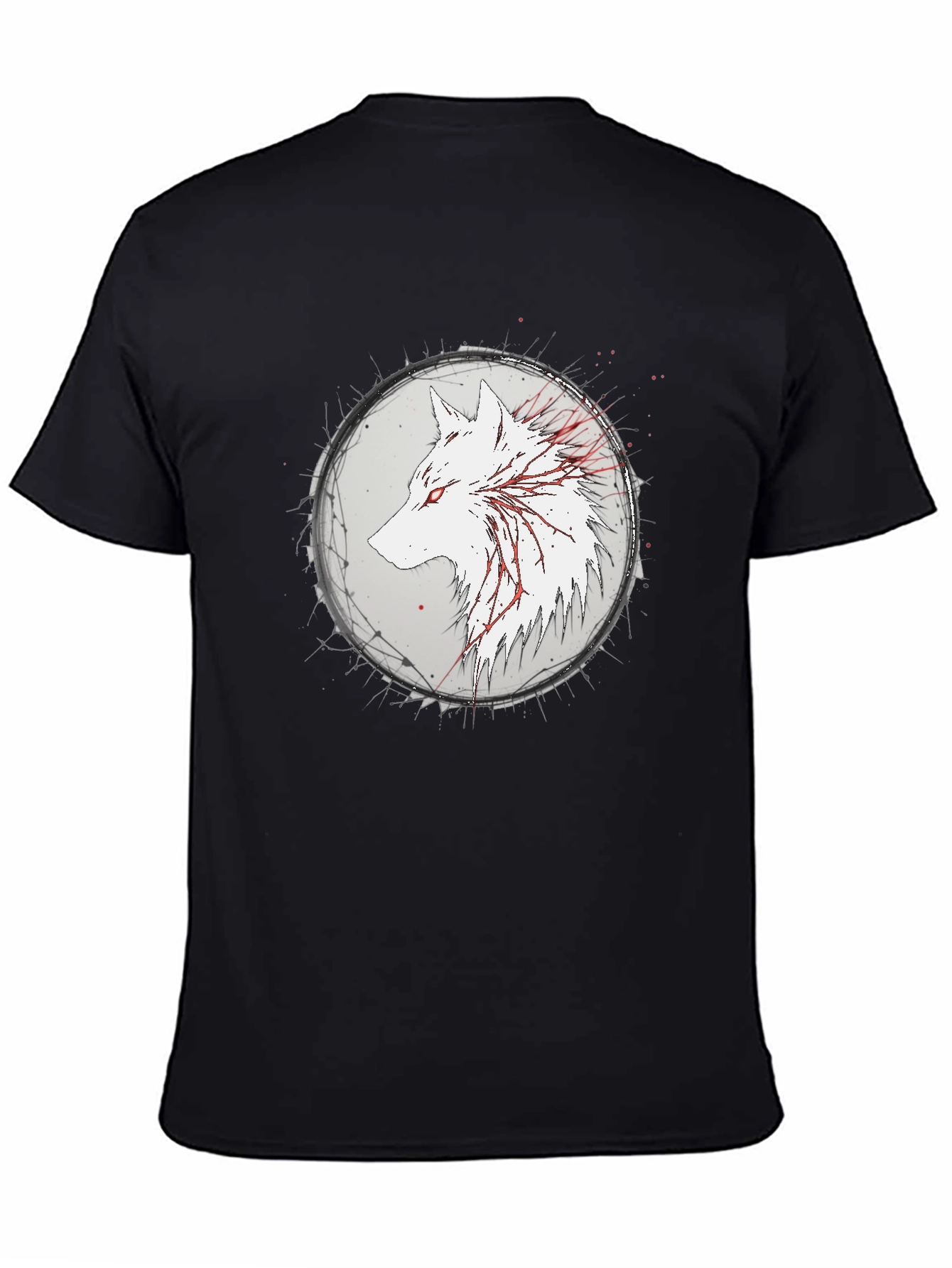 Black Wolf Graphic Print Black T-Shirt view 4