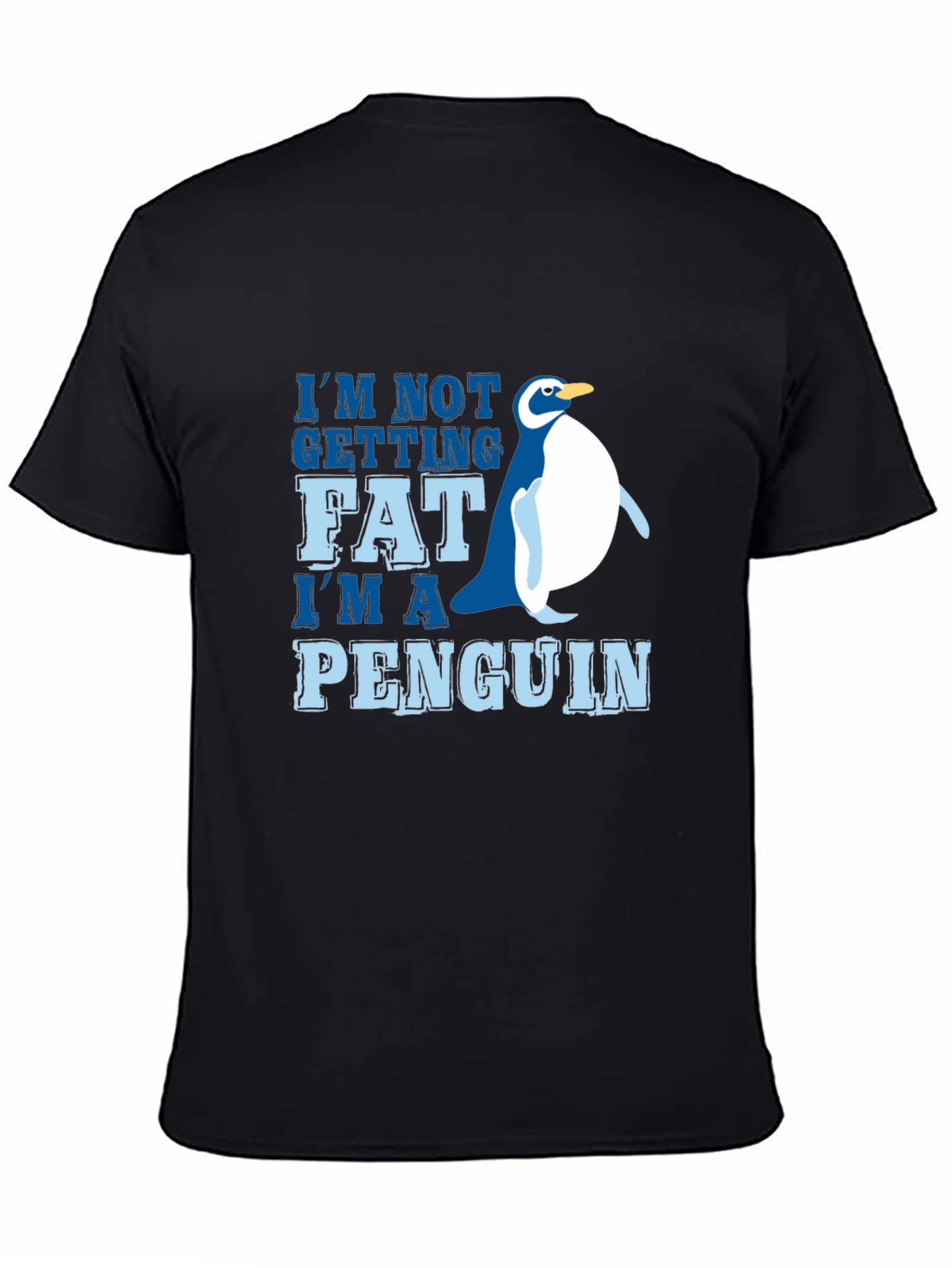 Black Funny Penguin Graphic Tee - I'm Not Getting Fat view 4