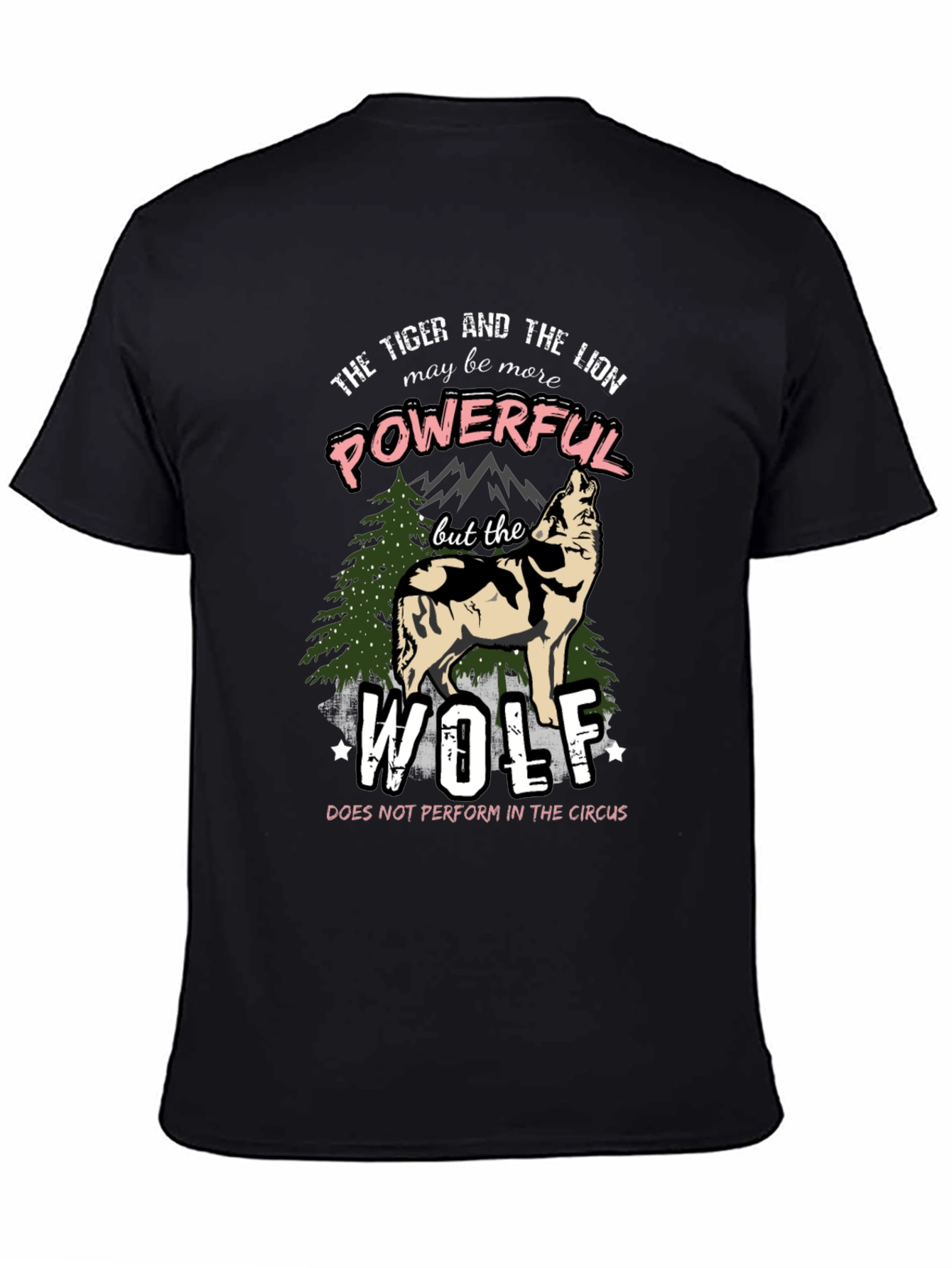 Black The Wolf Powerful T-Shirt view 4