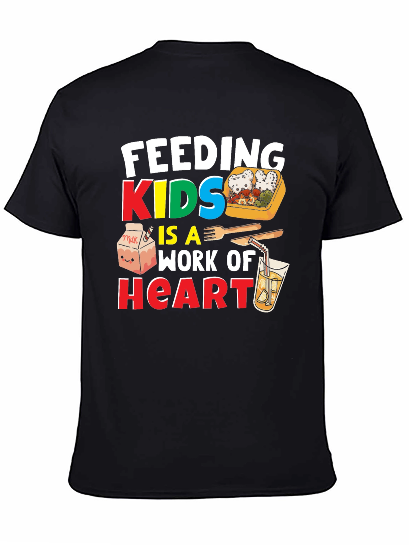 Black Feeding Kids is a Work of Heart T-Shirt view 4