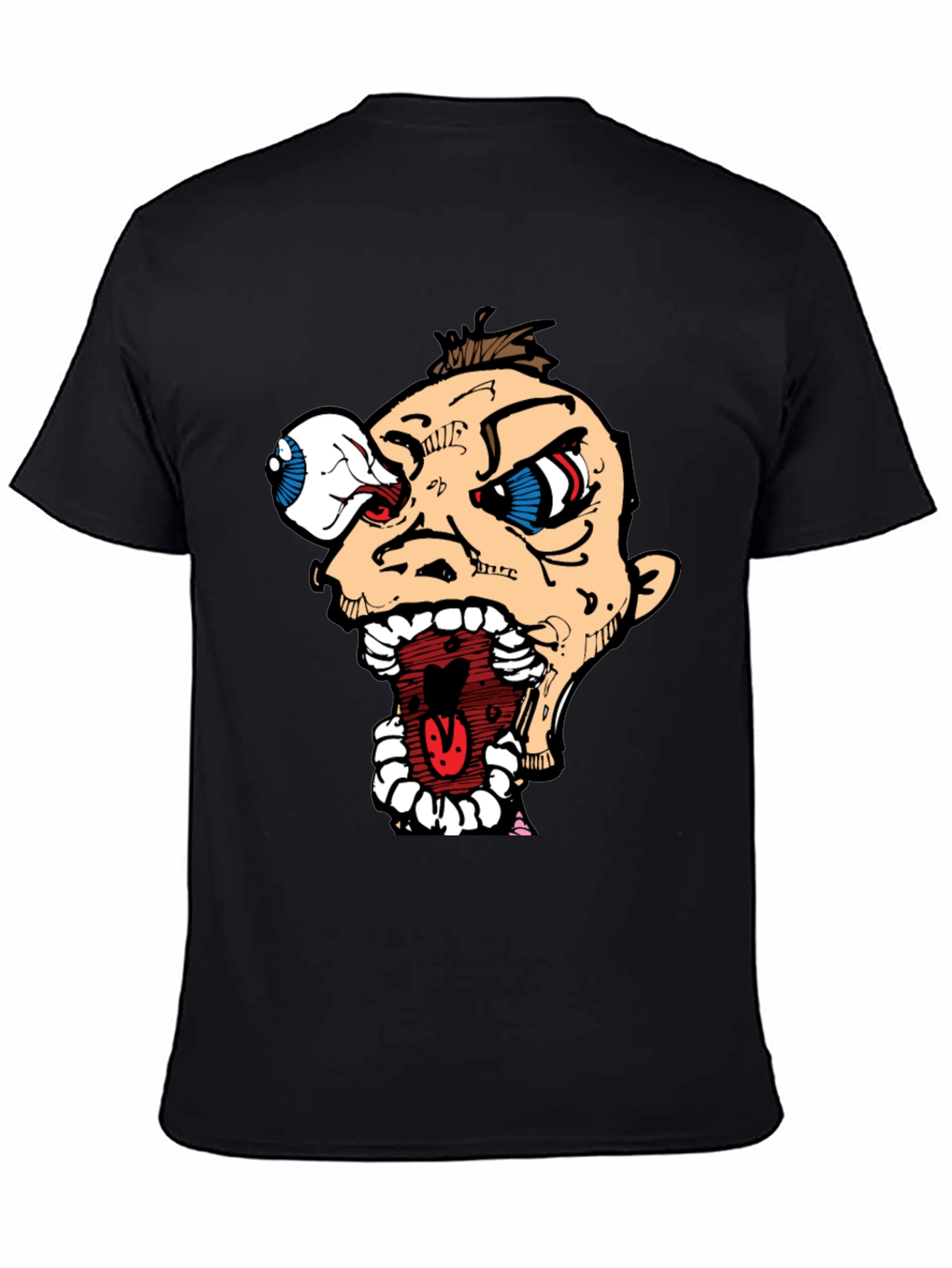 Black Cartoon Graphic Print Black Tee view 4