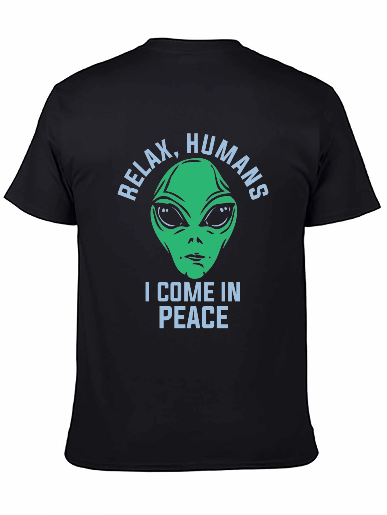 Black Relax Humans Alien Graphic T-Shirt view 4