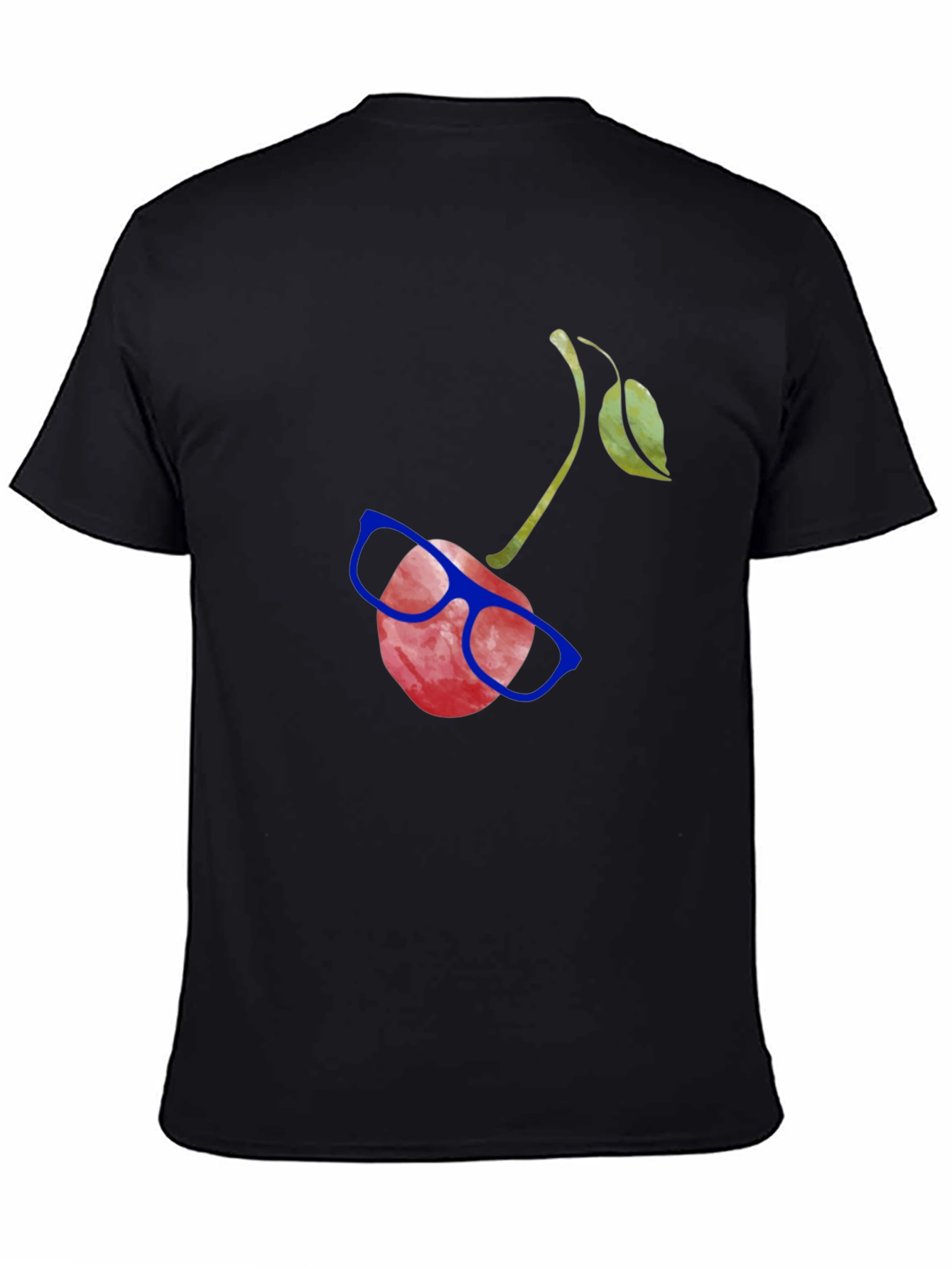 Black Funny Cherry with Glasses Graphic Tee view 4