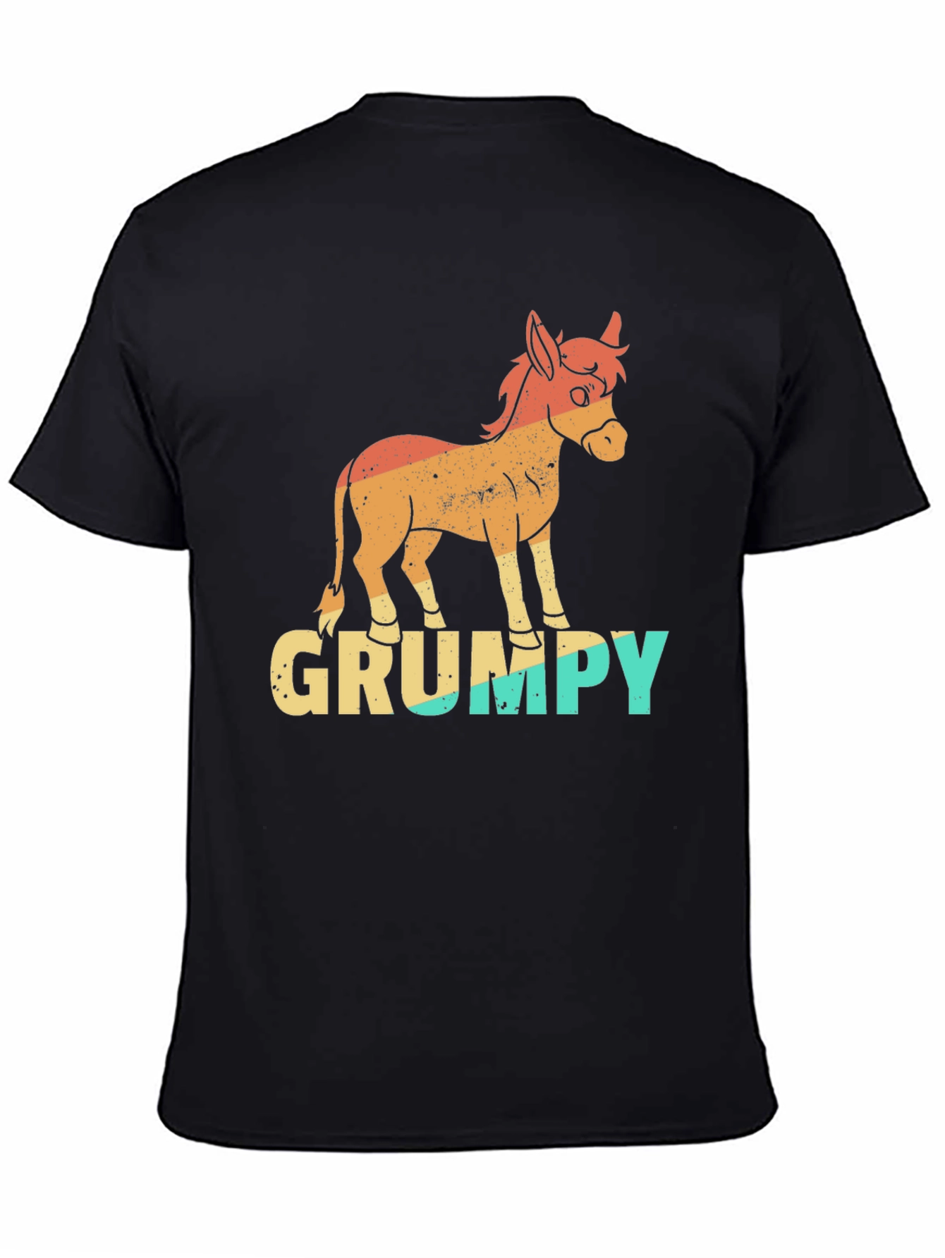 Black Grumpy Donkey T-Shirt - Funny Retro Graphic Tee view 4