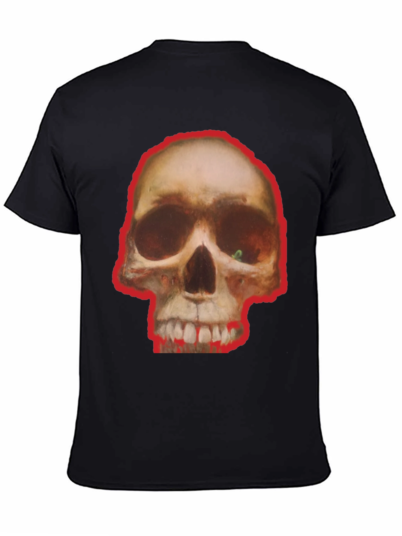 Black Skull Graphic Tee - Edgy Black Cotton T-Shirt view 4