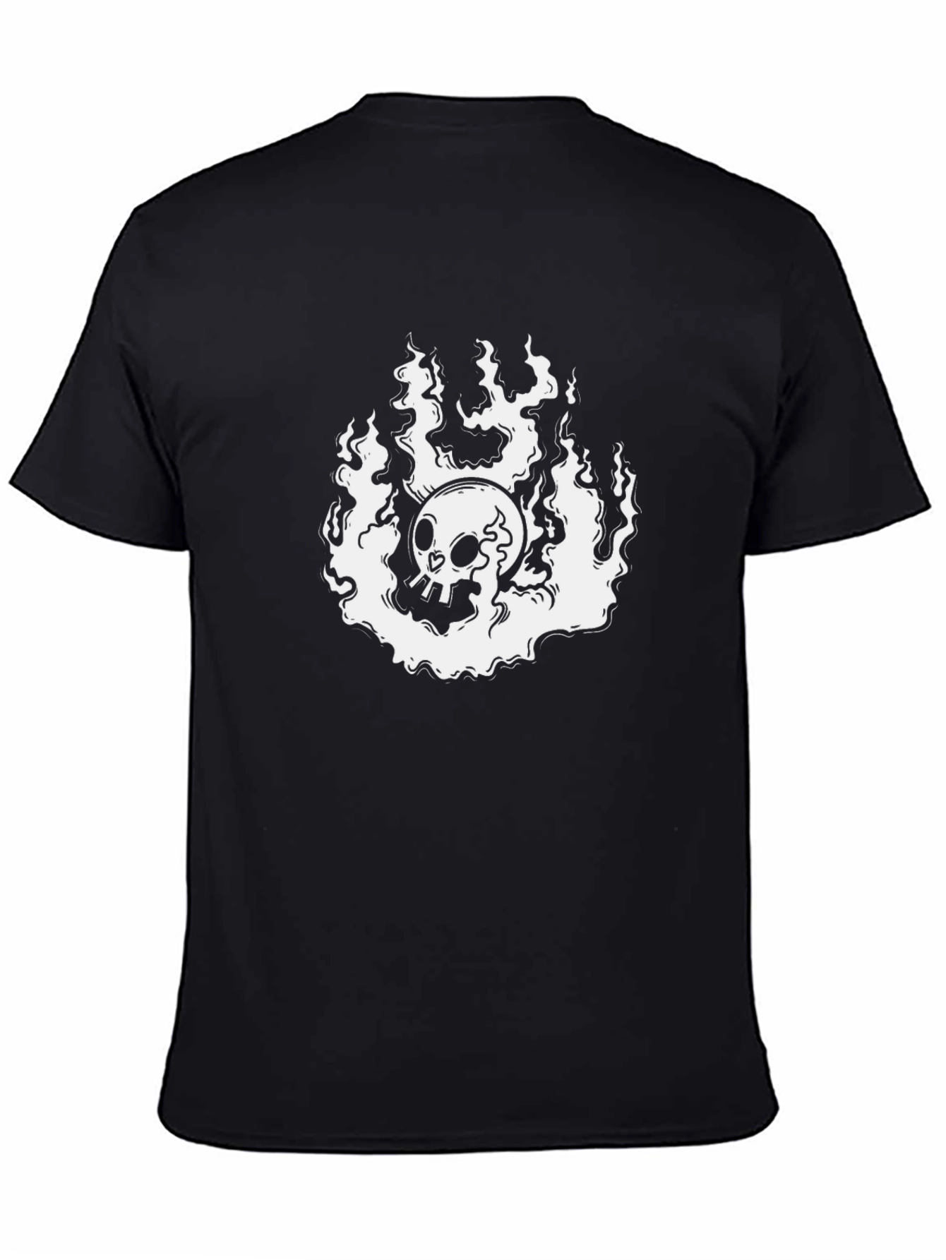 Black Skull in Flames Graphic Tee - Cool Black T-Shirt view 4