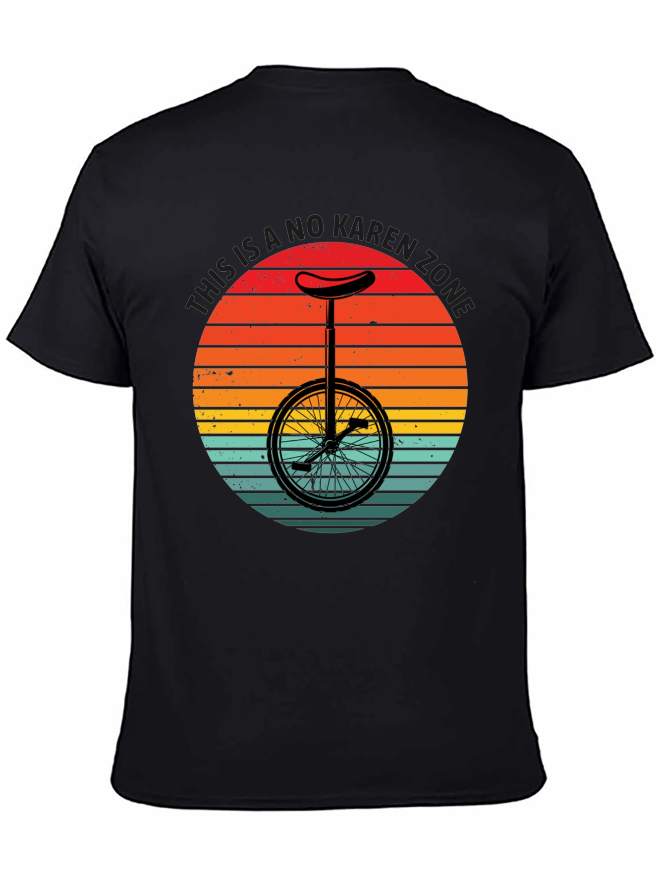Black No Karen Zone T-Shirt - Unicycle Graphic Tee view 4