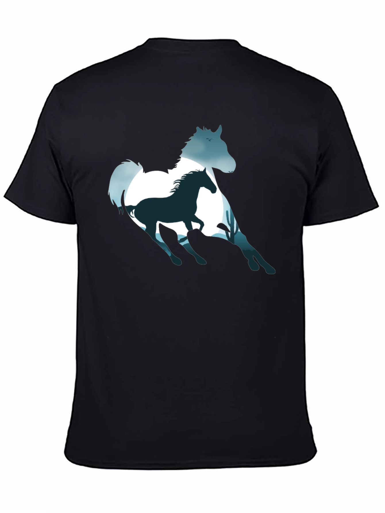 Black Horse Silhouette Graphic Tee - Black view 4