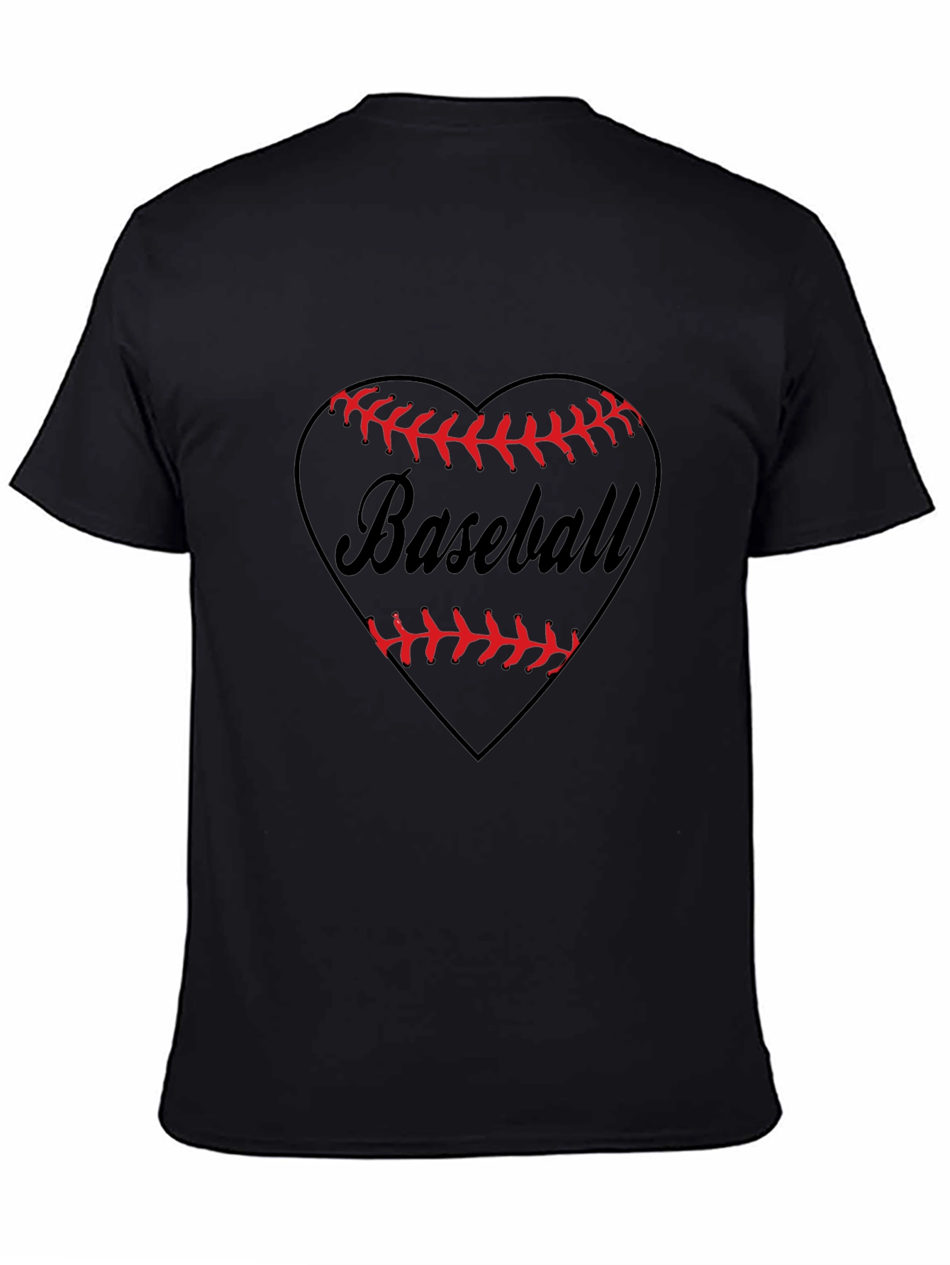 Black Baseball Heart Graphic Tee - Soft Cotton view 4