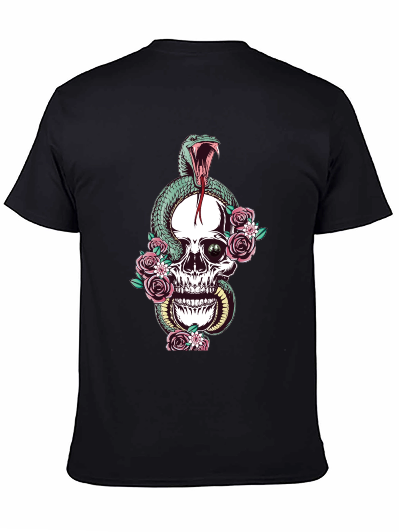 Black Skull & Snake Graphic Tee - Unisex Black T-Shirt view 4