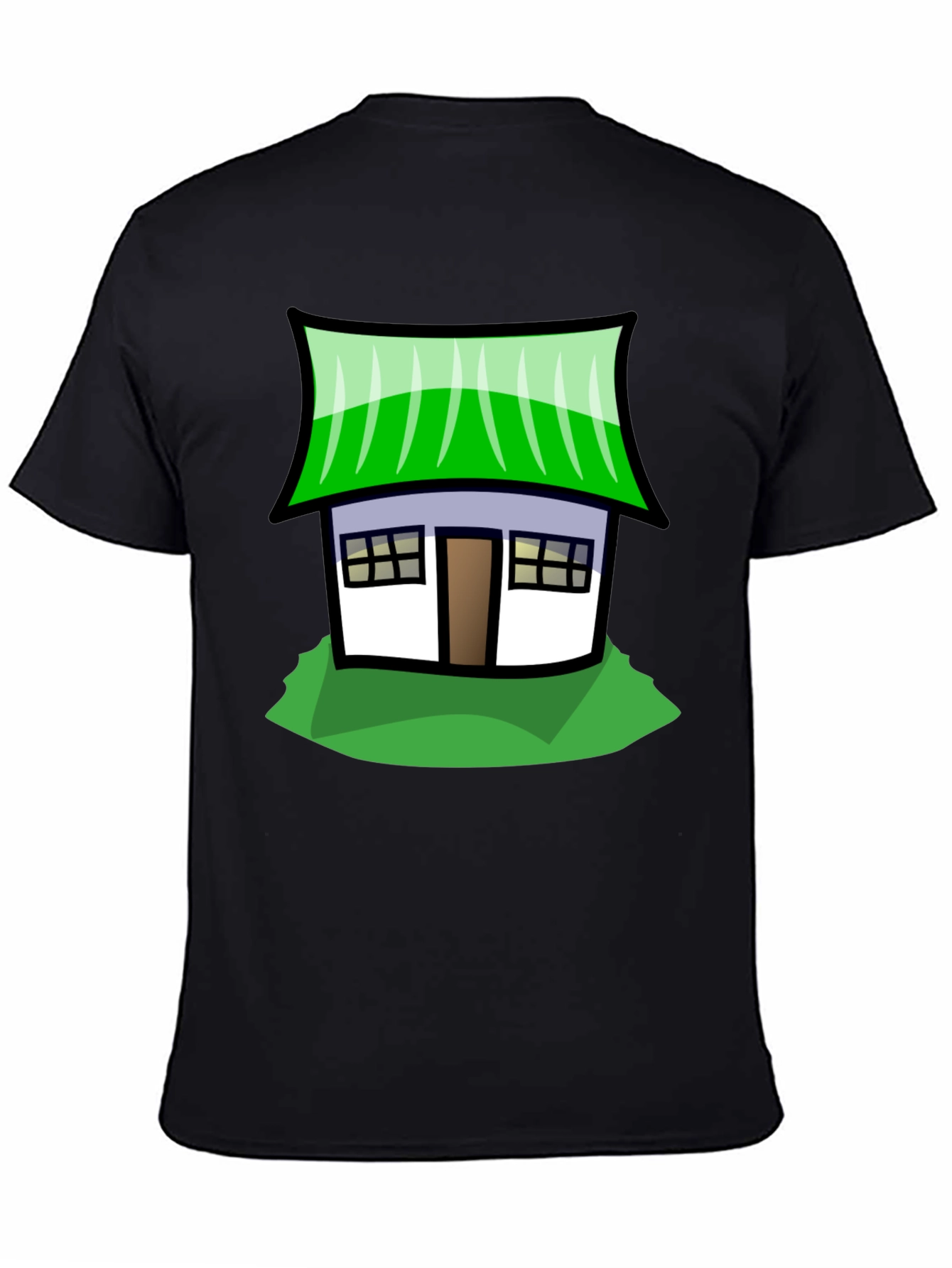 Black Cartoon House Graphic Tee - Unique Style view 4