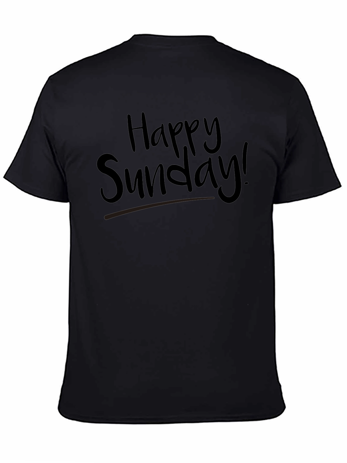 Black Happy Sunday Graphic Tee - Casual Black T-Shirt view 4