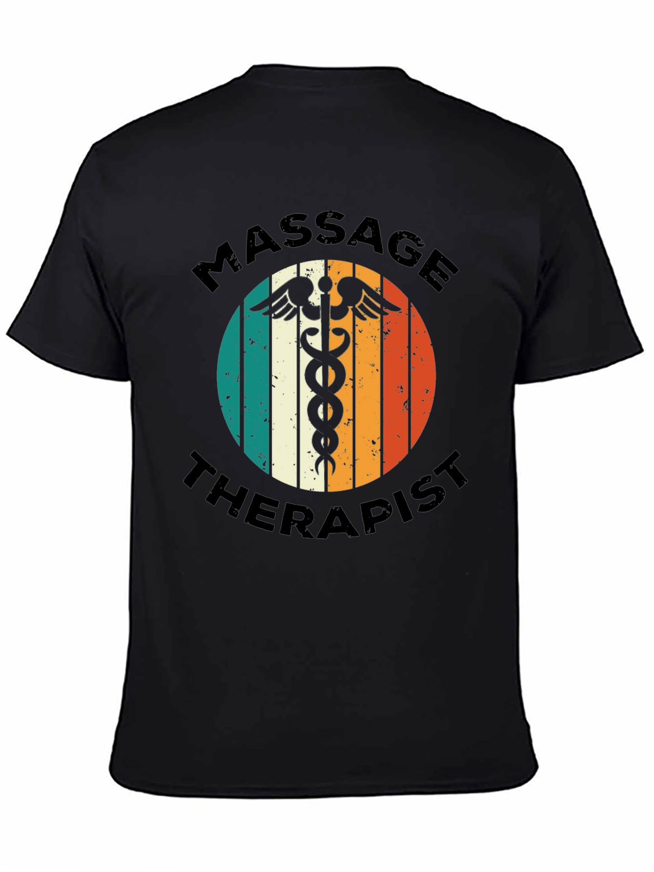 Black Massage Therapist T-Shirt - Retro Medical Design view 4
