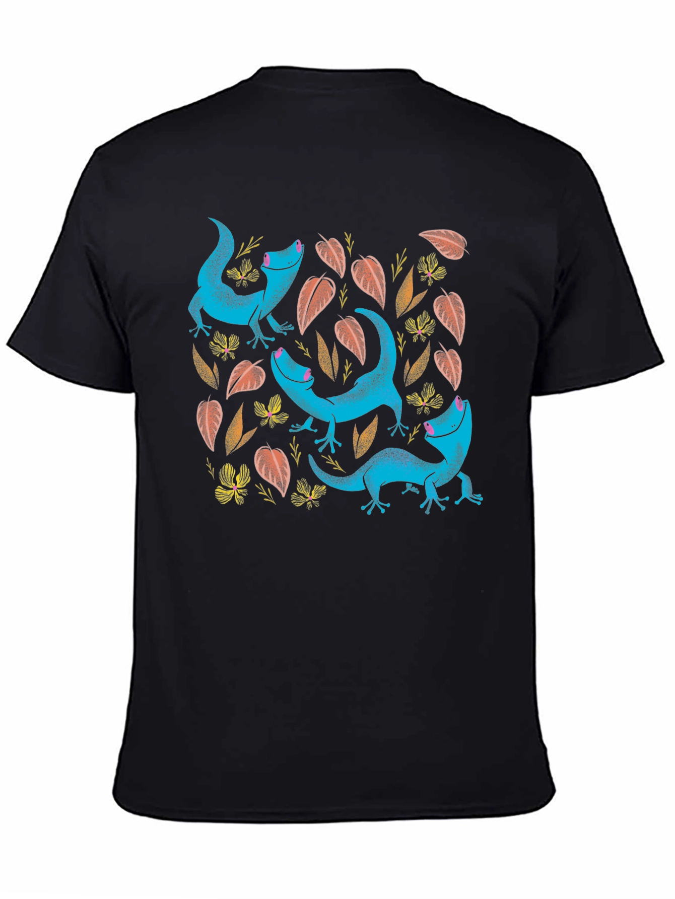 Black Lizard Print Black T-Shirt view 4