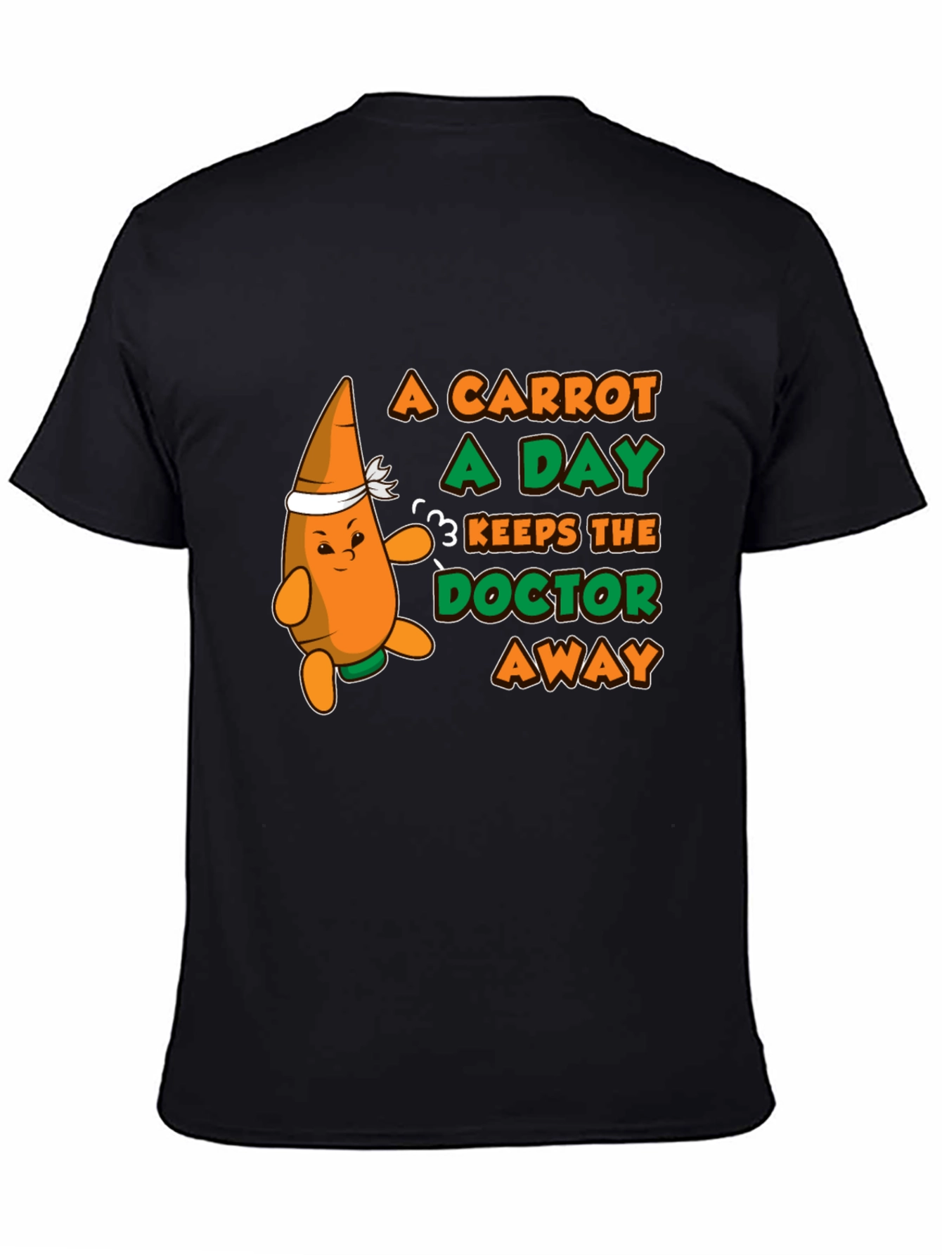 Black A Carrot a Day T-Shirt - Funny Health Tee view 4