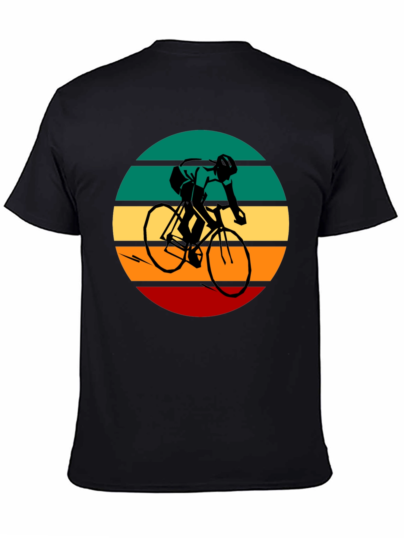 Black Retro Cycling Graphic Tee - Black Cotton Blend view 4