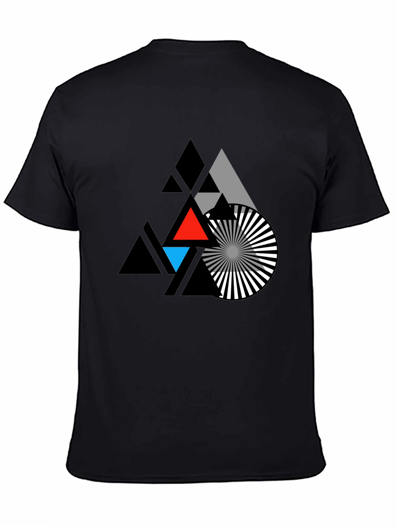Black Geometric Triangle Graphic T-Shirt view 4