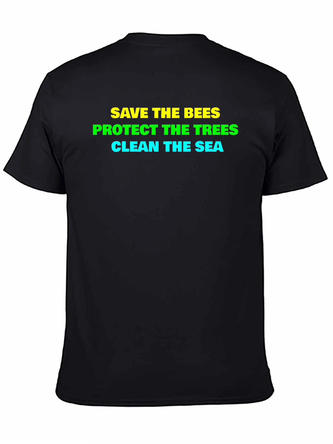 Black Eco-Friendly T-Shirt: Save the Bees, Protect Trees view 4