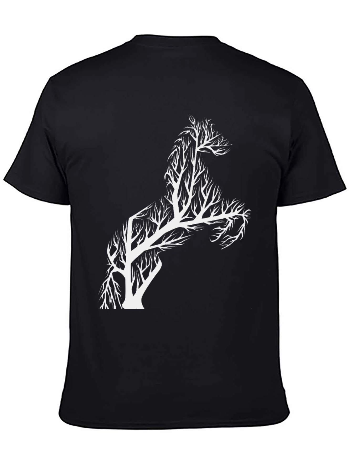 Black Horse Tree T-Shirt - Unique Graphic Tee view 4