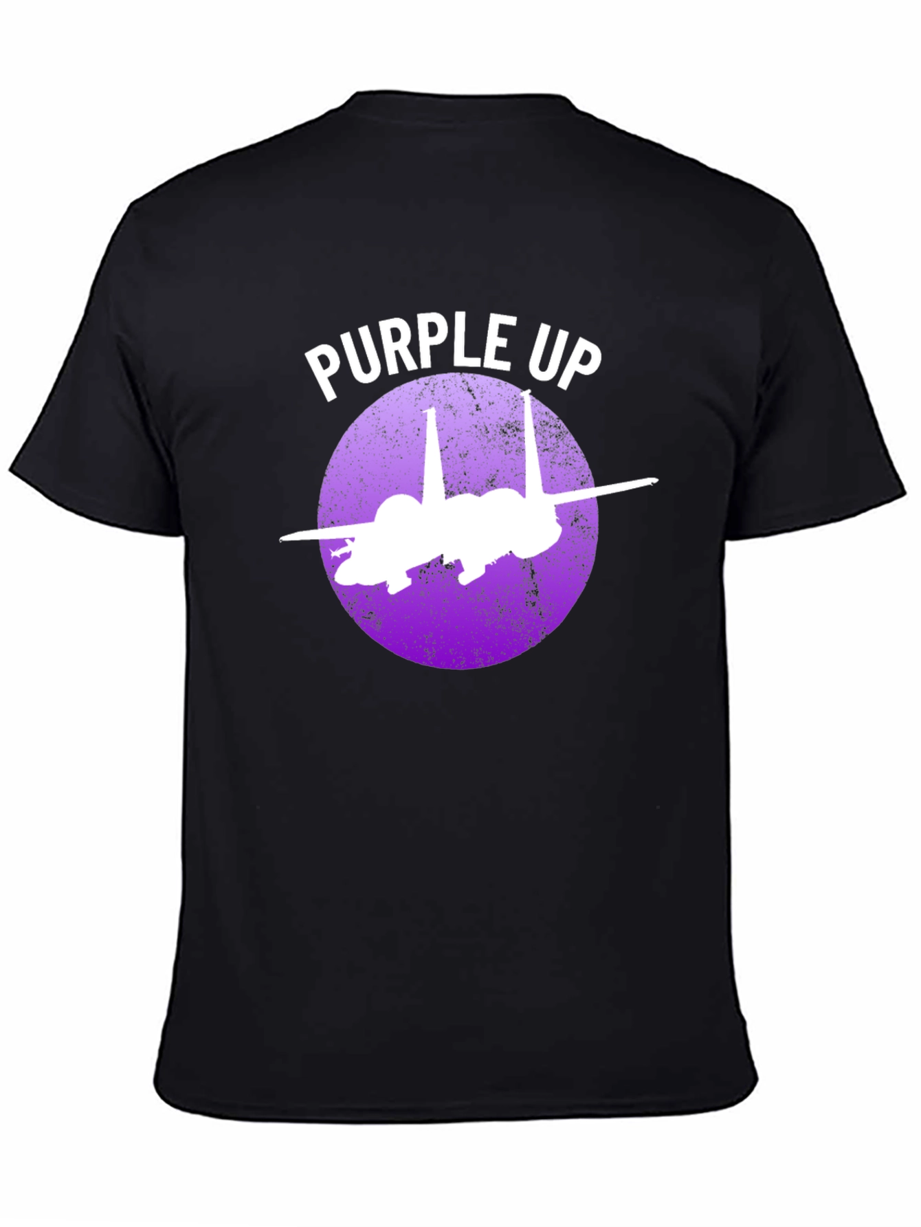 Black Purple Up F-15 Fighter Jet Graphic T-Shirt view 4