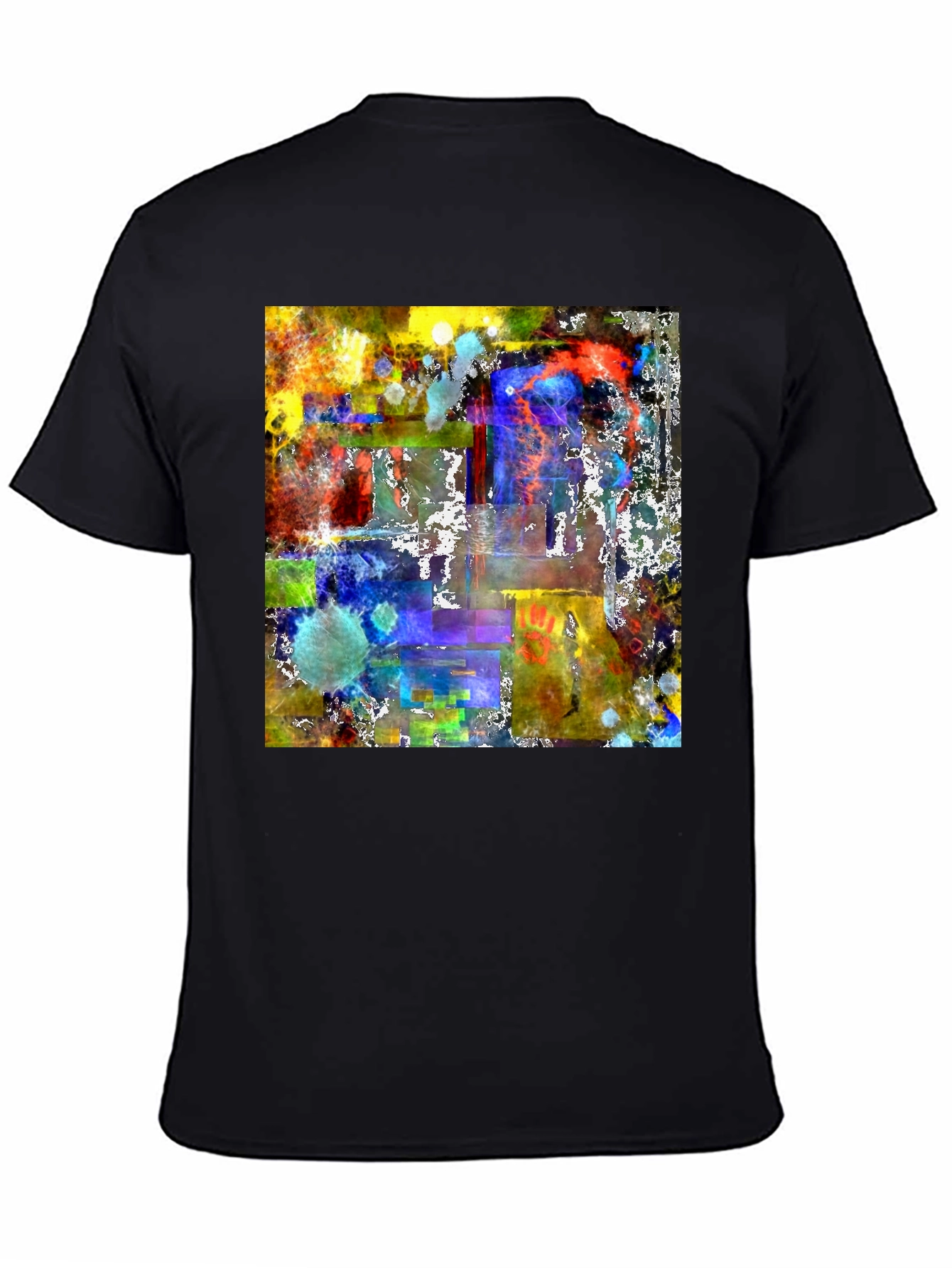 Black Abstract Art Graphic Tee - Men's Black T-Shirt view 4