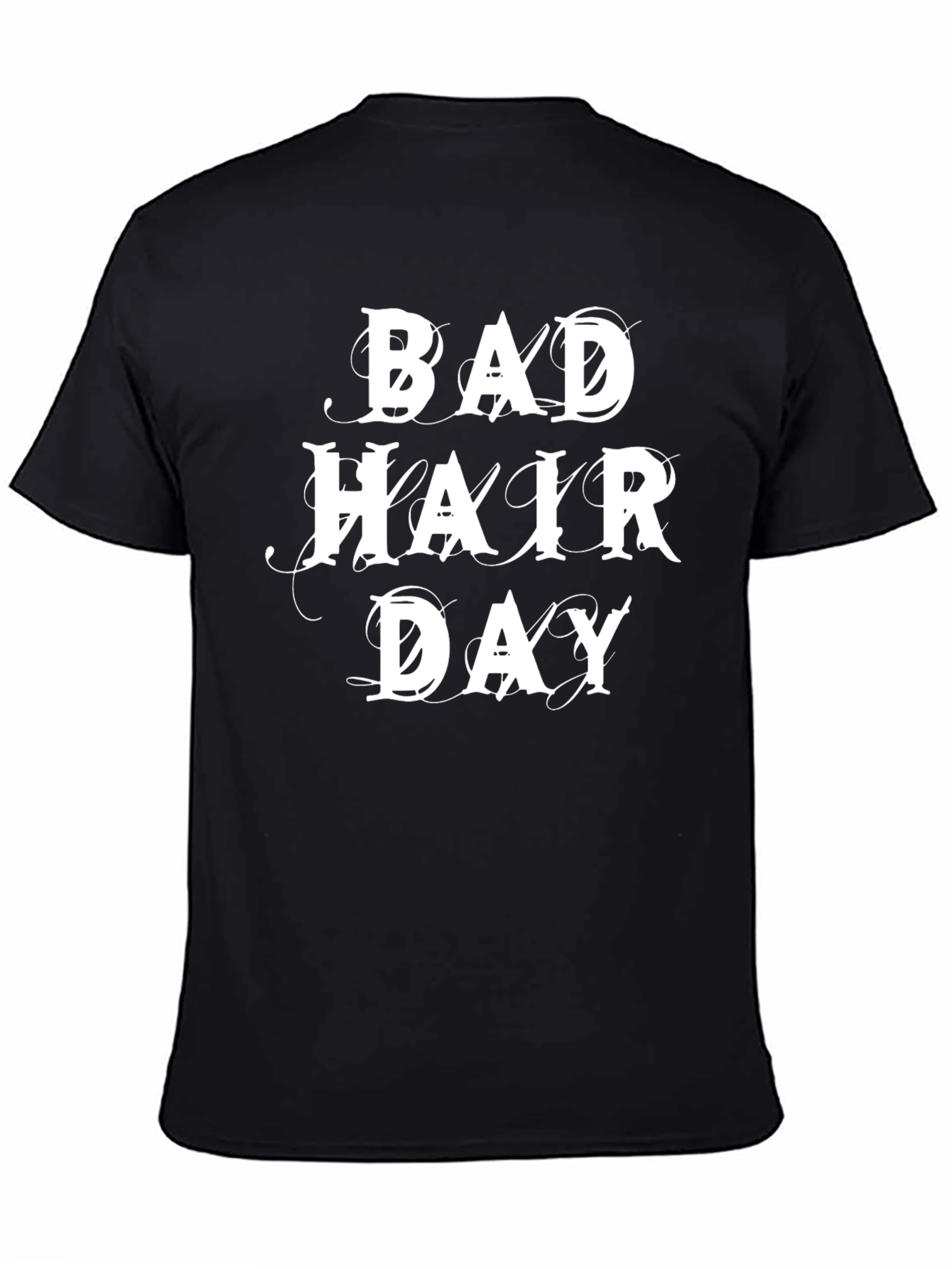 Black Bad Hair Day Graphic Tee - Black Casual T-Shirt view 4