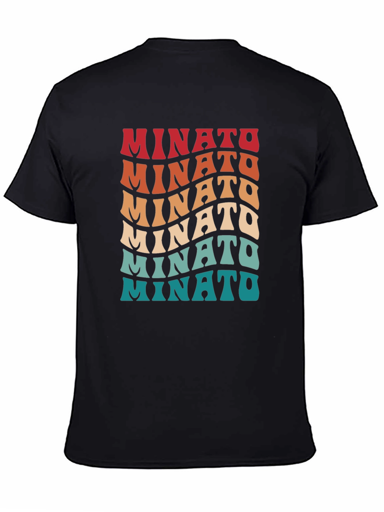 Black Retro Minato Wave Text Graphic Tee view 4