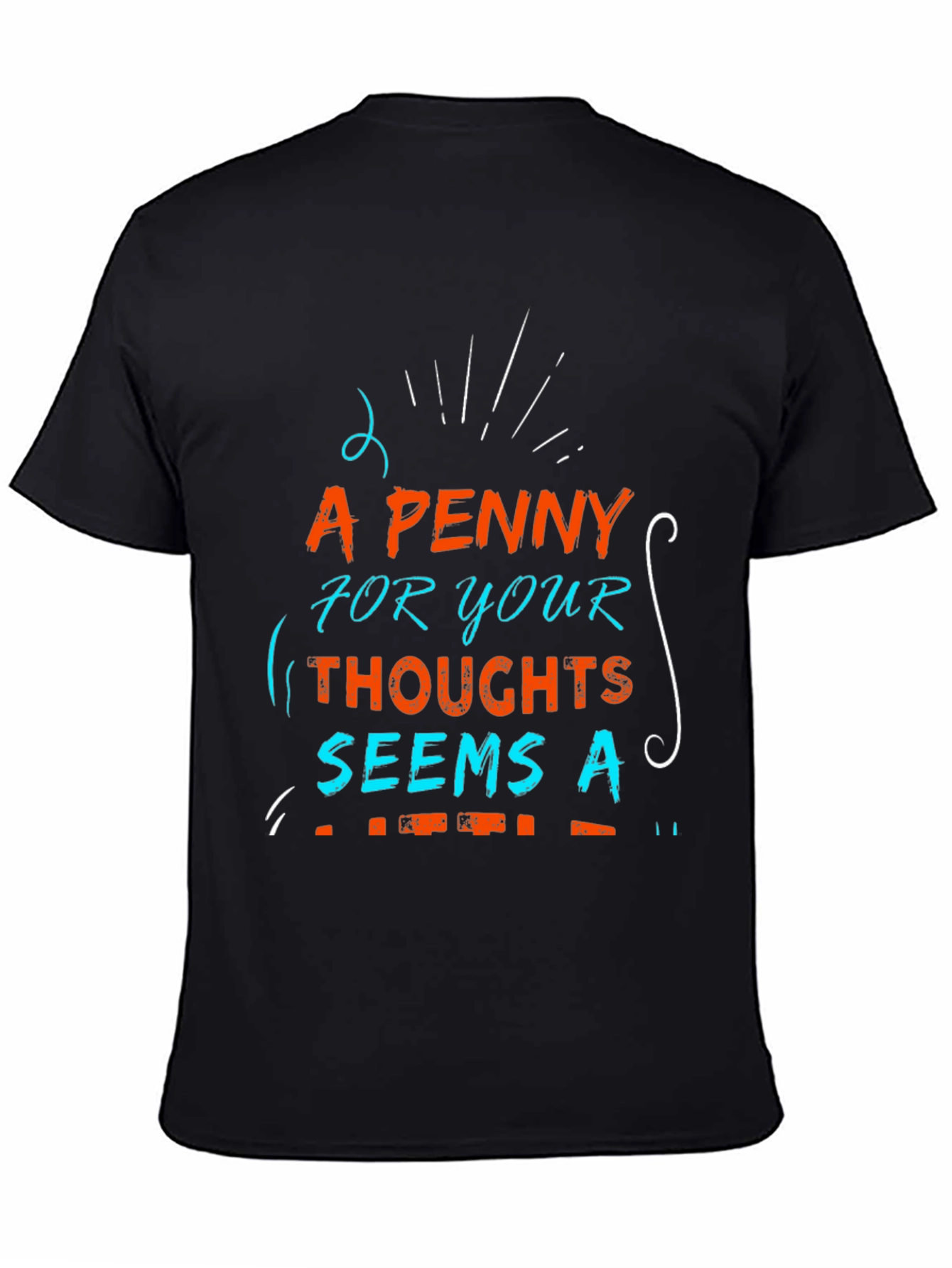 Black A Penny for Your Thoughts Graphic T-Shirt view 4