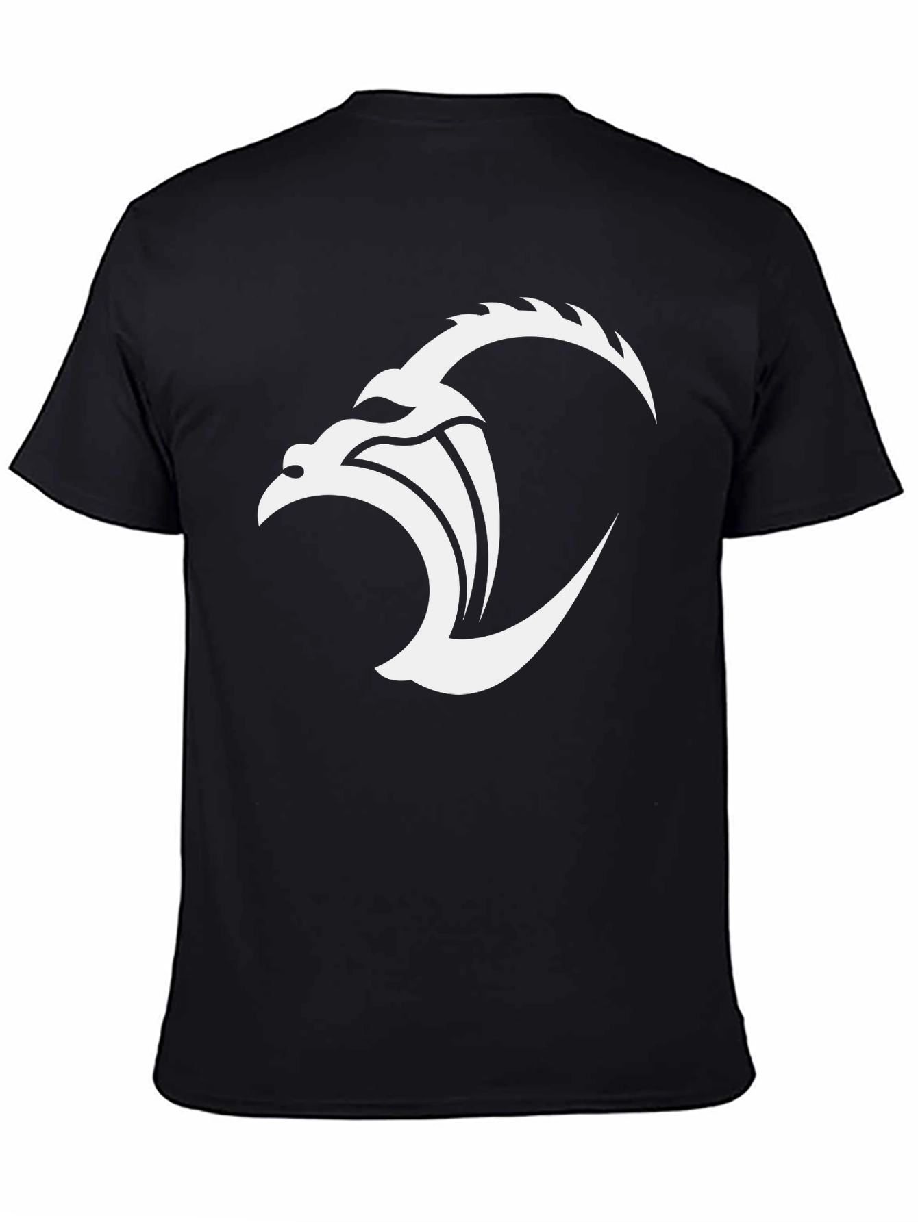 Black Black T-Shirt with White Dragon Graphic view 4