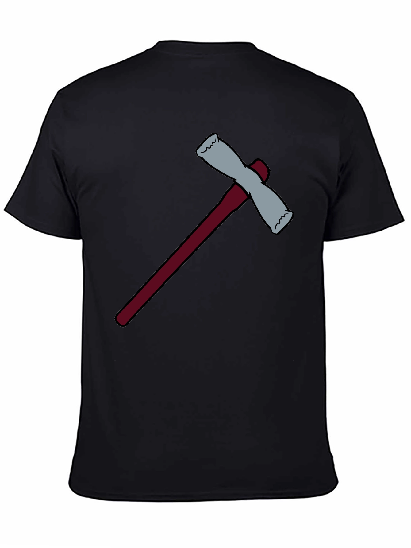 Black Cartoon Axe Graphic Tee - Black Cotton Blend view 4