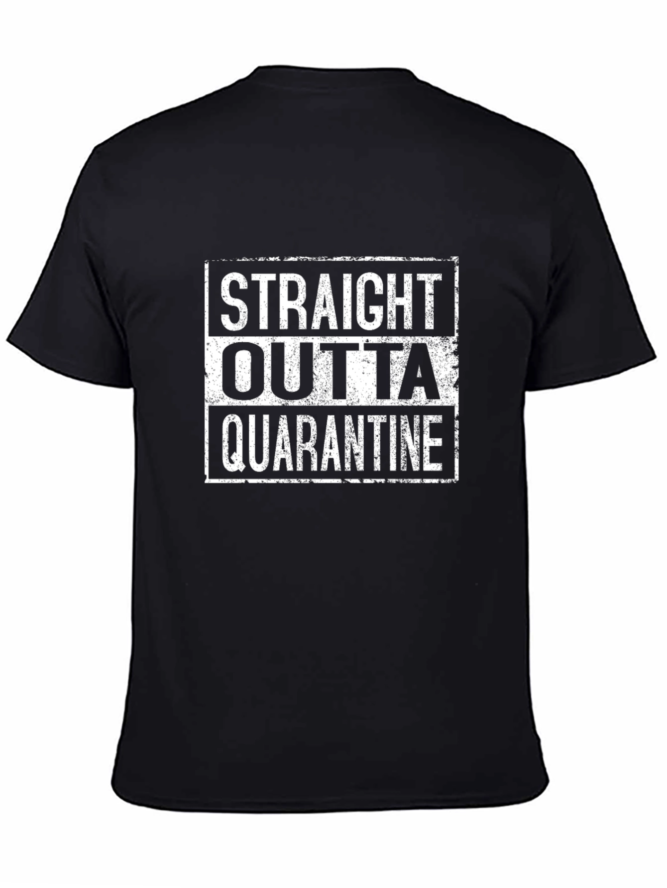 Black Straight Outta Quarantine T-Shirt - Black Novelty Tee view 4