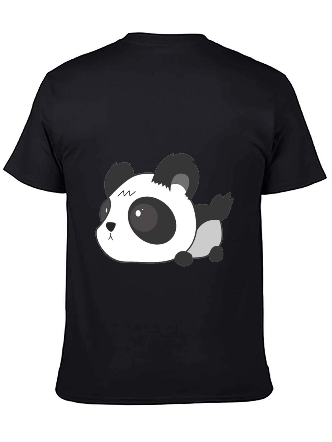 Black Cute Panda Graphic Tee - Soft Black T-Shirt view 4