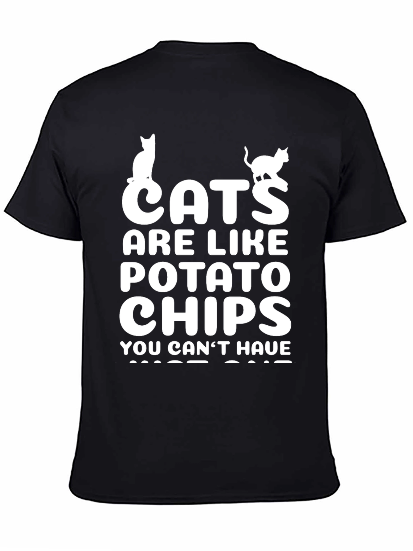 Black Cats are Like Potato Chips Funny Black T-Shirt view 4